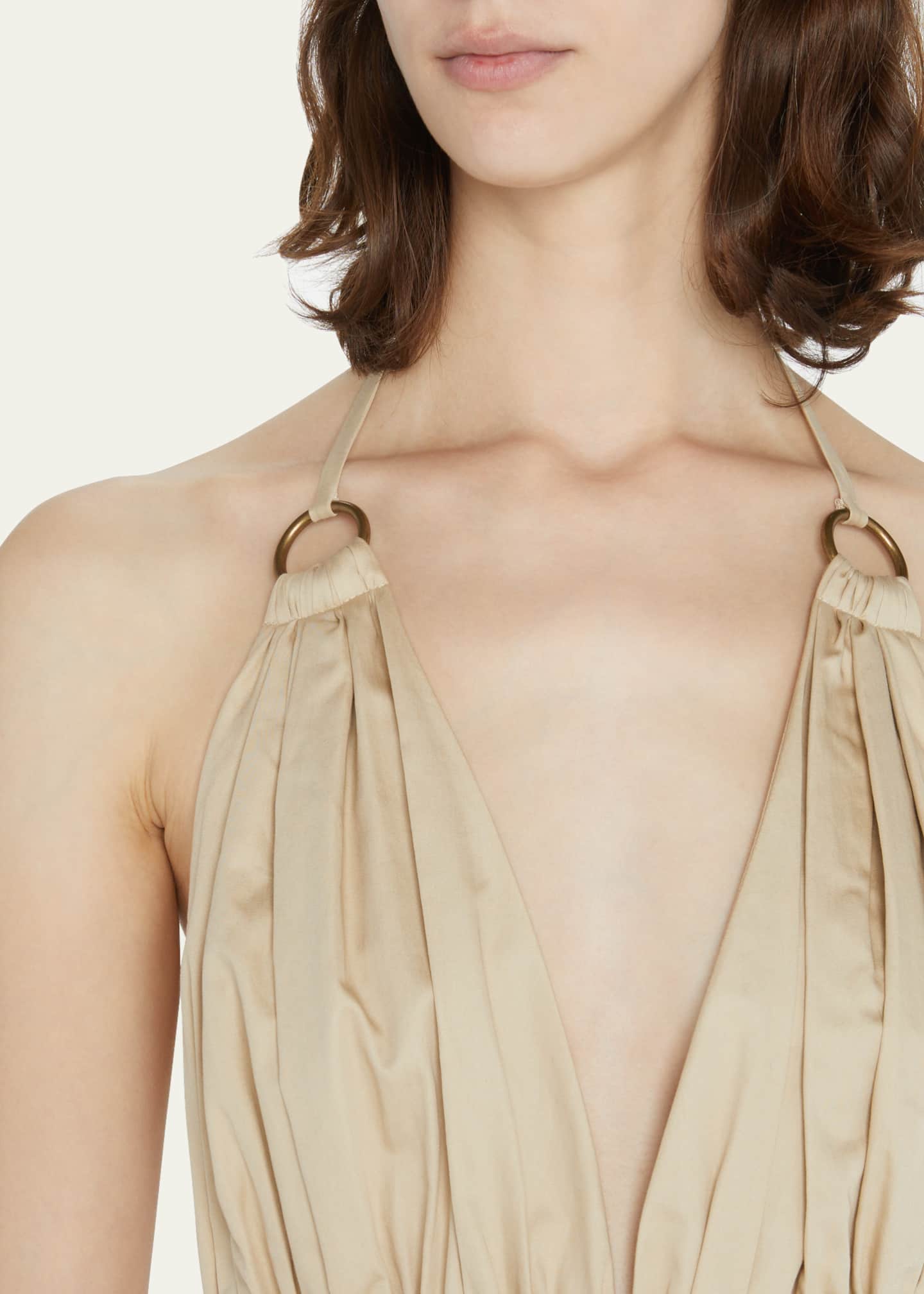 ZEYNEP ARCAY Helen Plunging Halter Cotton Midi Dress Image 5 of 5