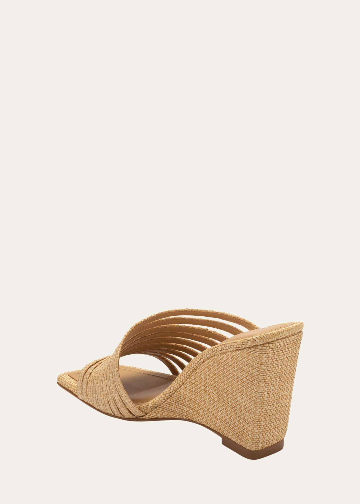 Mercedes Castillo Cecilia Raffia Caged Wedge Sandals Bergdorf
