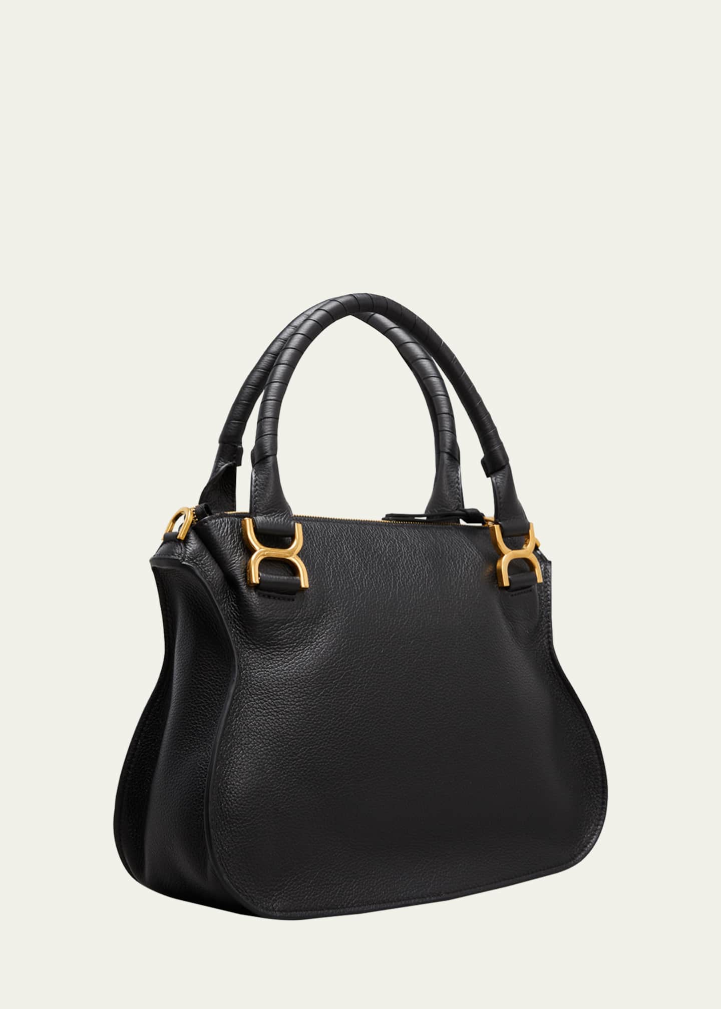 Chloe Marcie Medium Double Carry Satchel Bag in Grained Leather