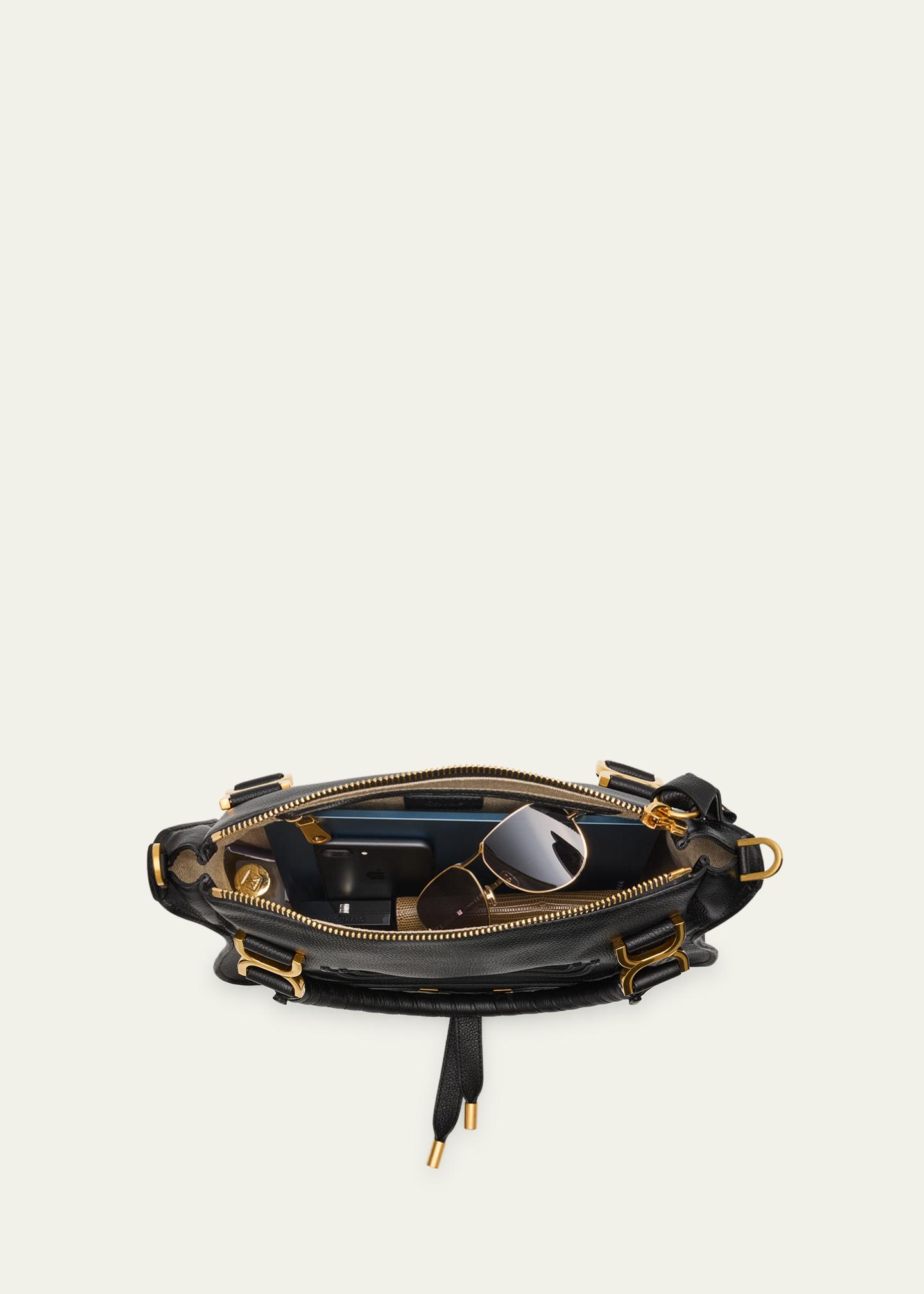 Chloe Marcie Medium Double Carry Satchel Bag in Grained Leather