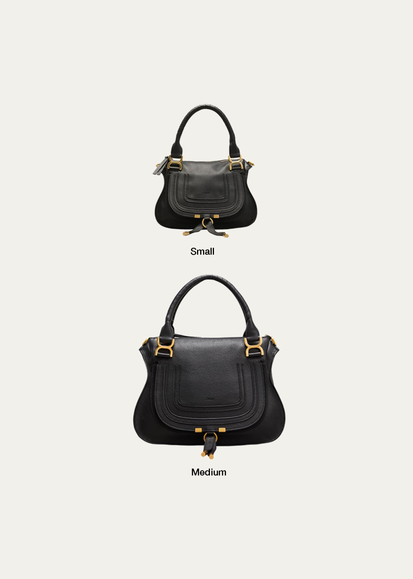 Chloe Marcie Medium Double Carry Satchel Bag in Grained Leather