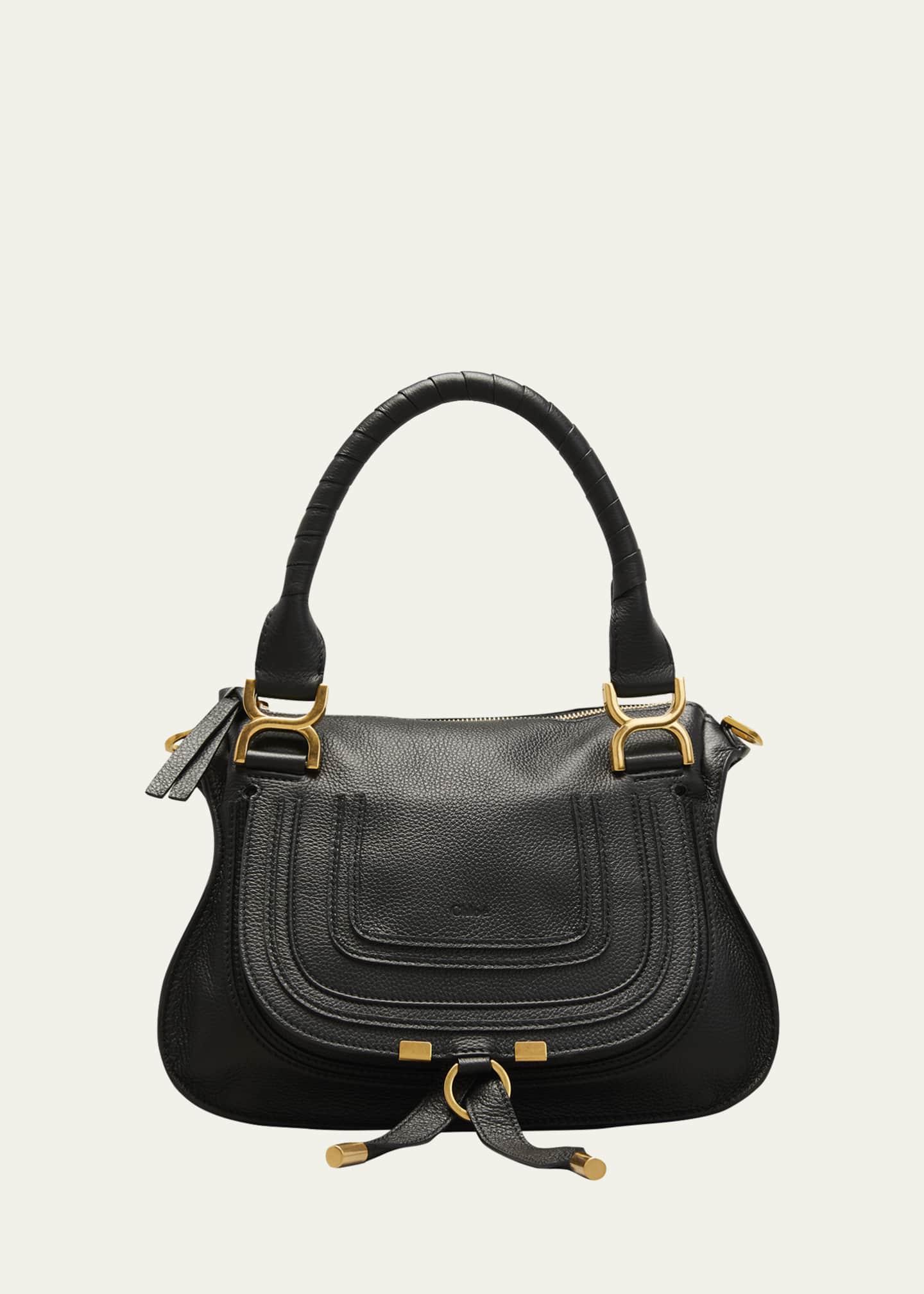 Chloe Marcie Small Double Carry Satchel Bag in Grained Leather
