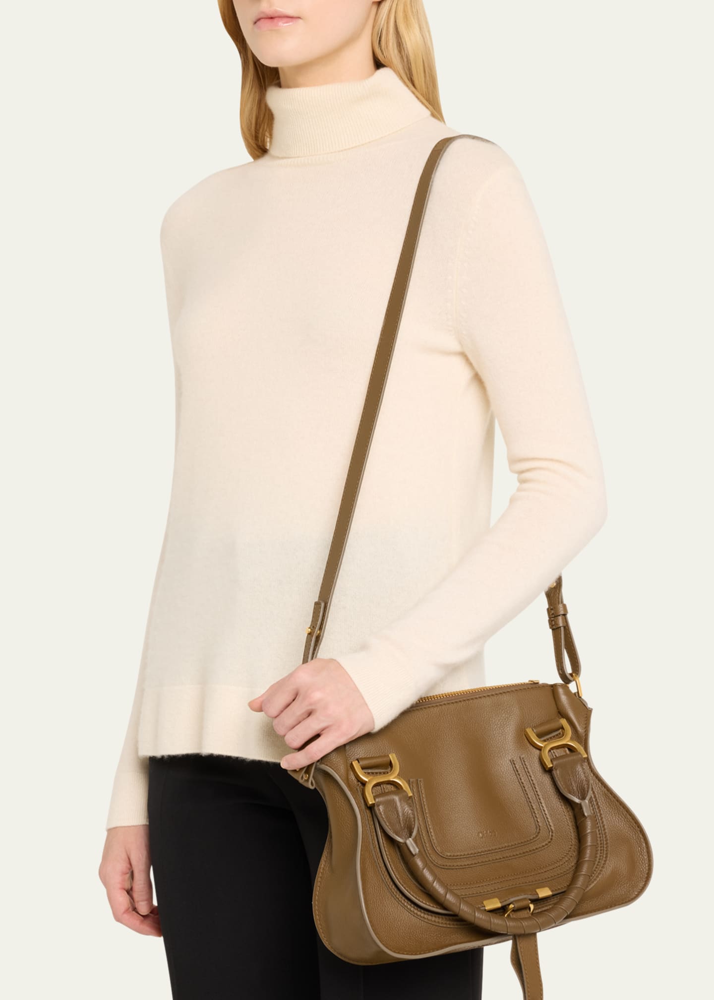 Chloe Marcie Small Satchel Bag in Grained Calfskin Image 2 of 6