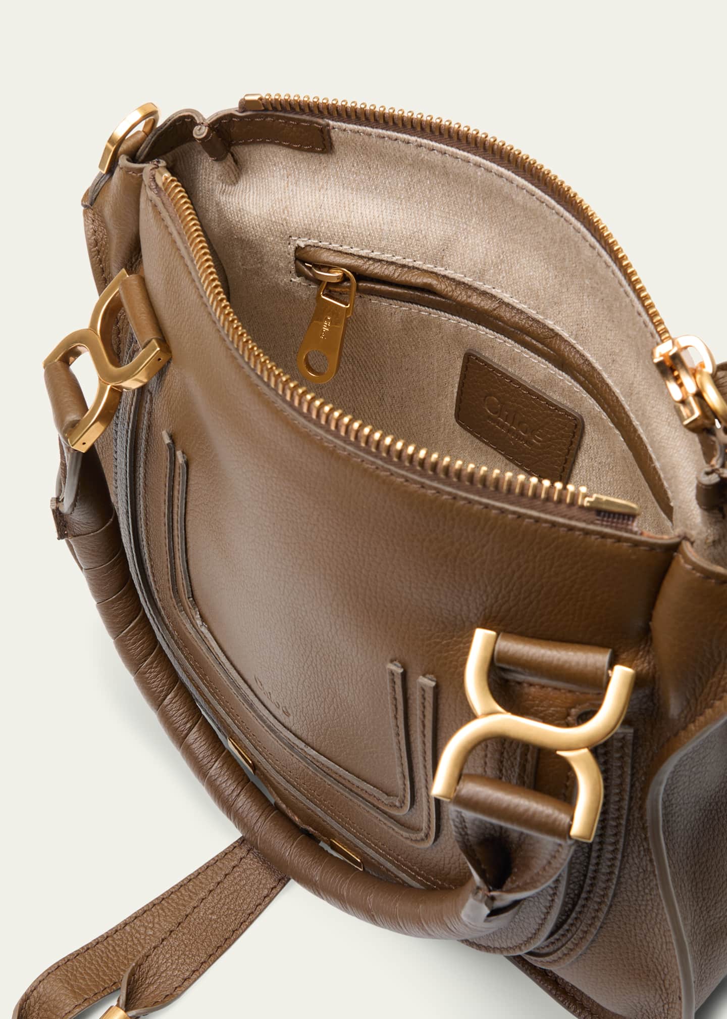 Chloe Marcie Small Satchel Bag in Grained Calfskin Image 4 of 6