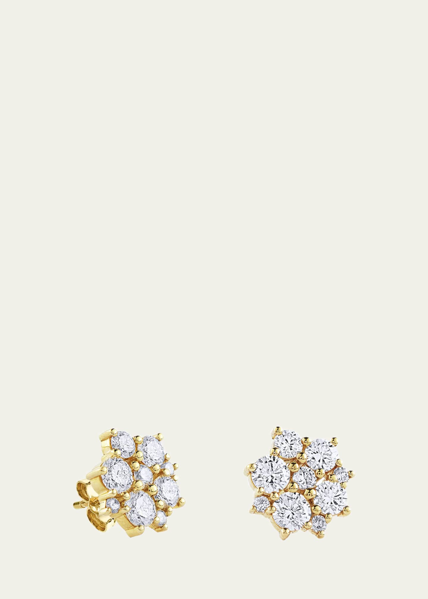 Sydney Evan 14K Yellow Gold Cocktail Disco Diamond Stud Earrings