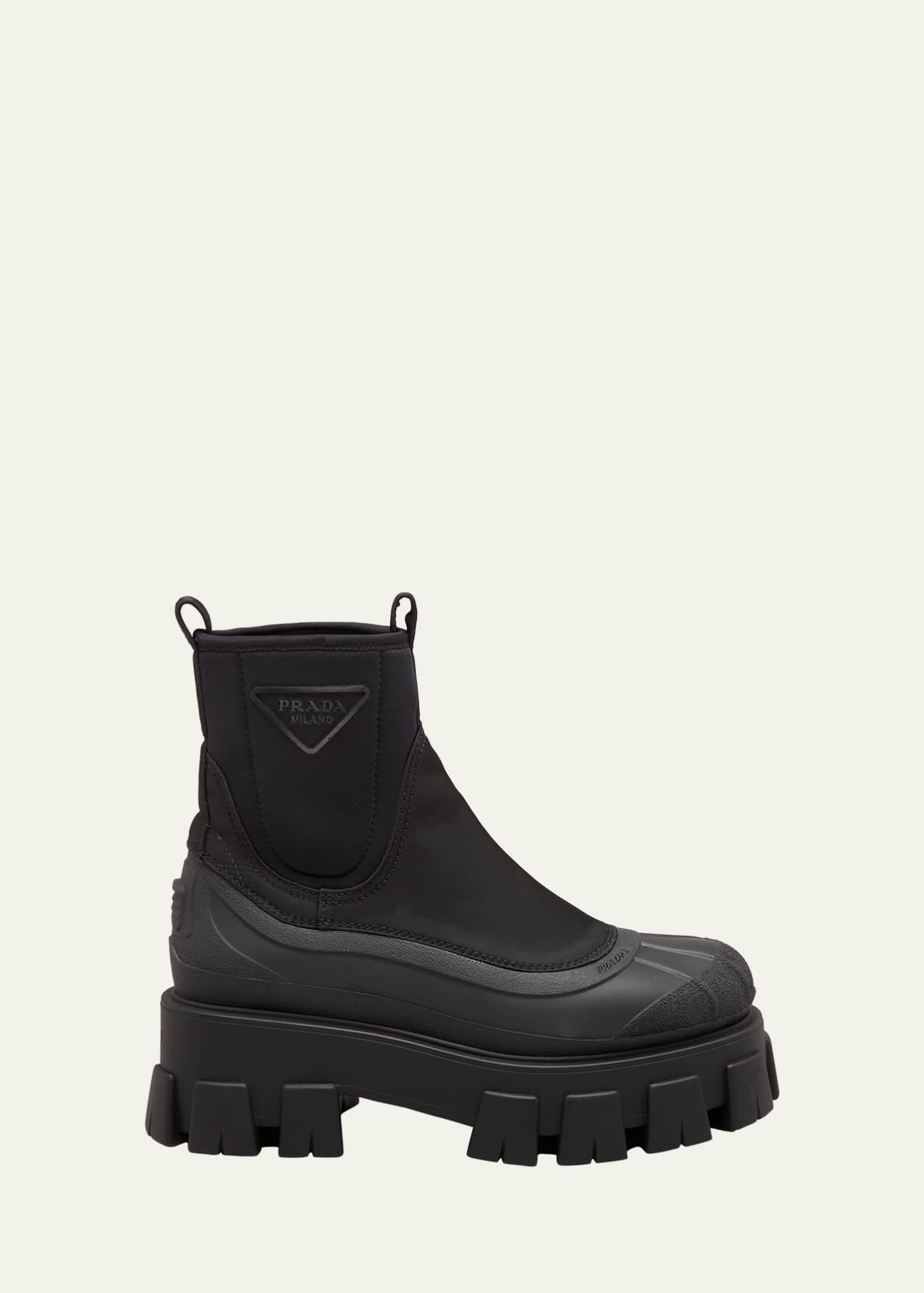 Prada Monolith Gabardine Nylon Chunky Booties - Bergdorf Goodman