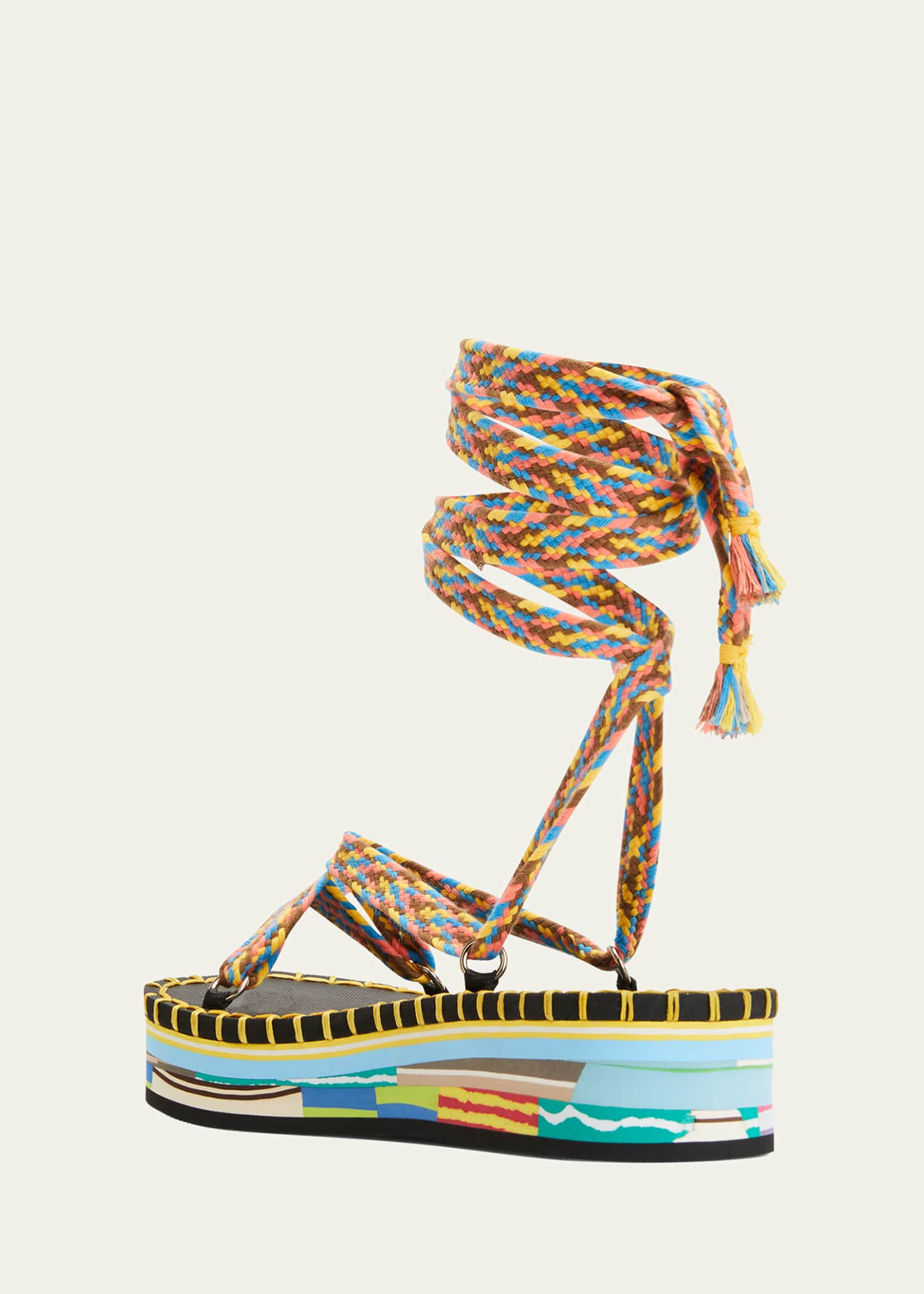 Chloe Lou Multicolor Braided Ankle-Wrap Sandals - Bergdorf Goodman