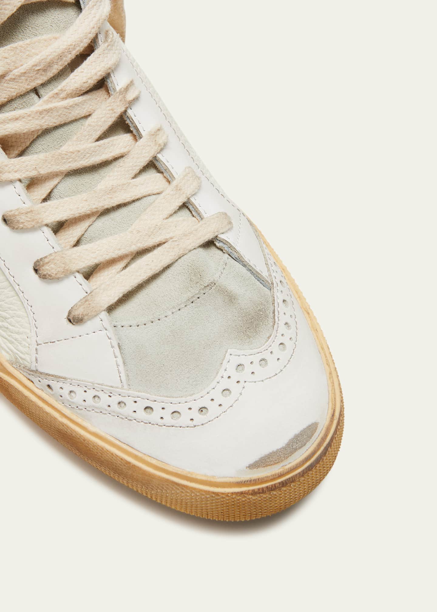Golden Goose Mid Star Mixed Leather Wing-Tip Sneakers - Bergdorf