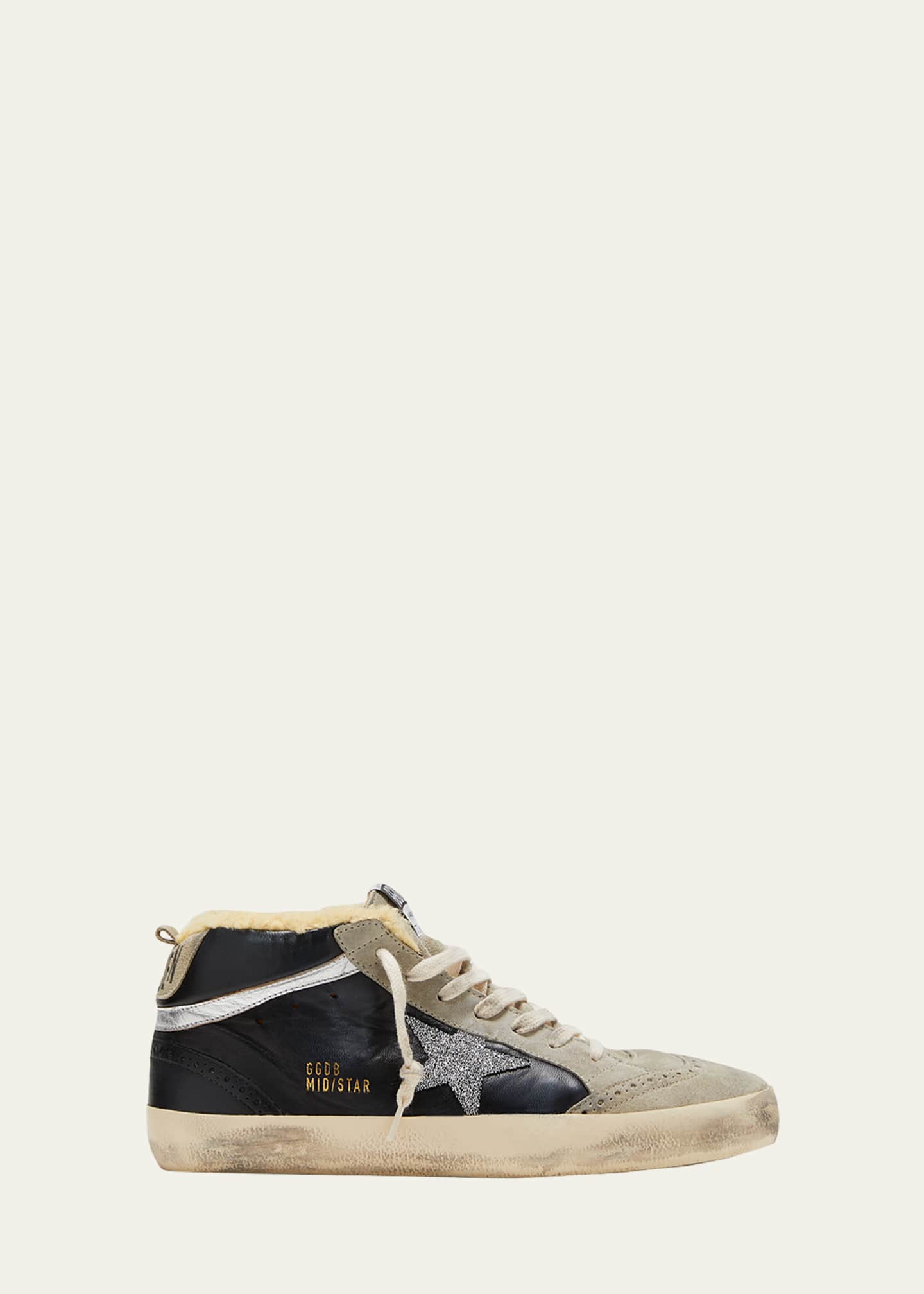 Golden Goose Mid Star Mixed Leather Shearling Sneakers - Bergdorf Goodman
