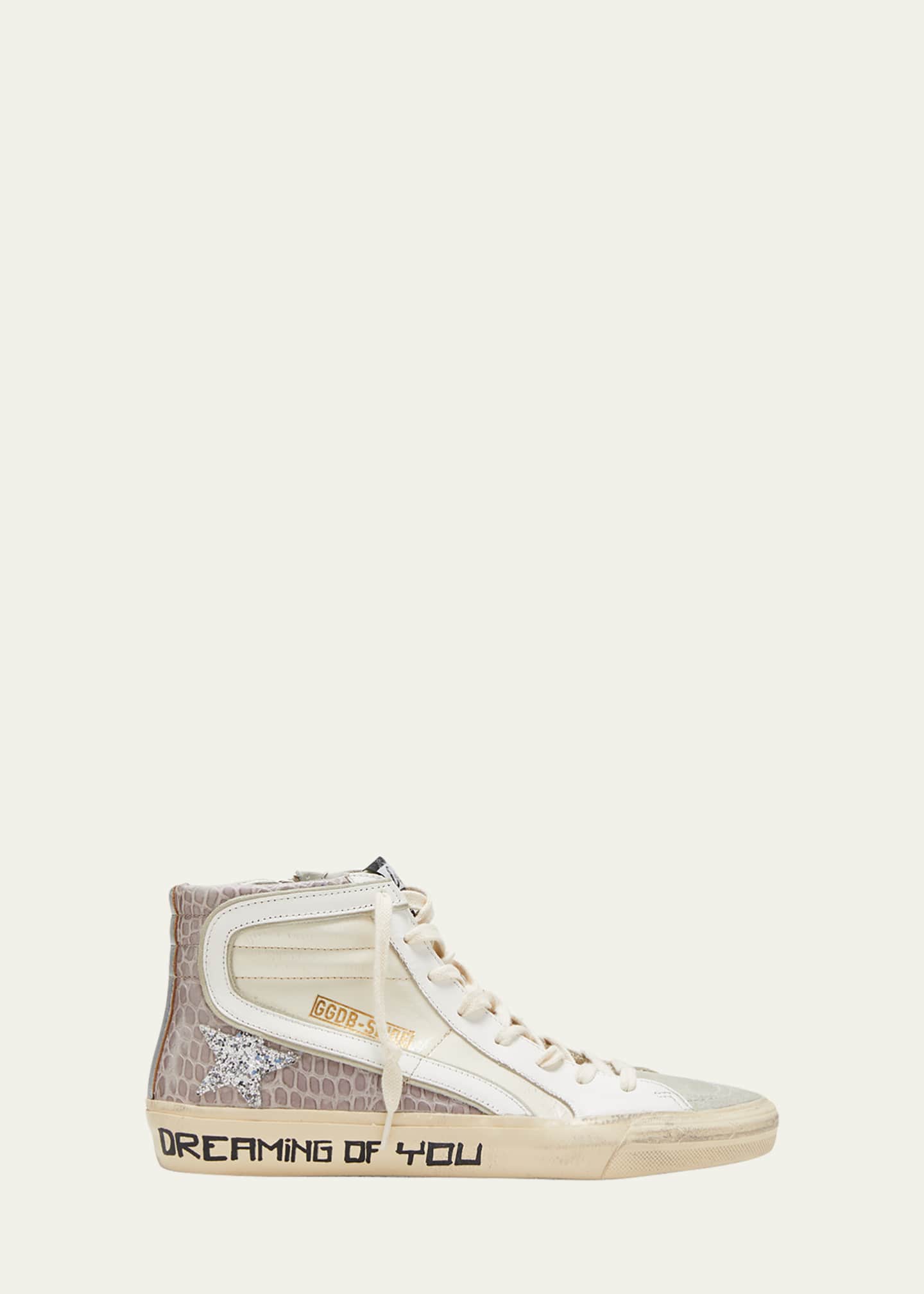 Golden Goose Slide MidTop Croco Glitter Sneakers Bergdorf Goodman