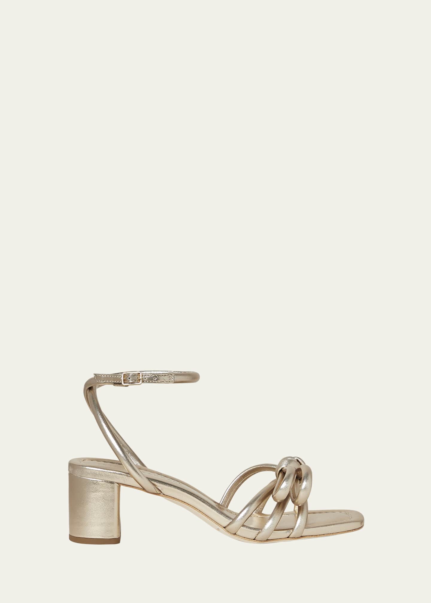 Loeffler Randall Mikel Metallic Bow Ankle-Strap Sandals Image 1 of 2
