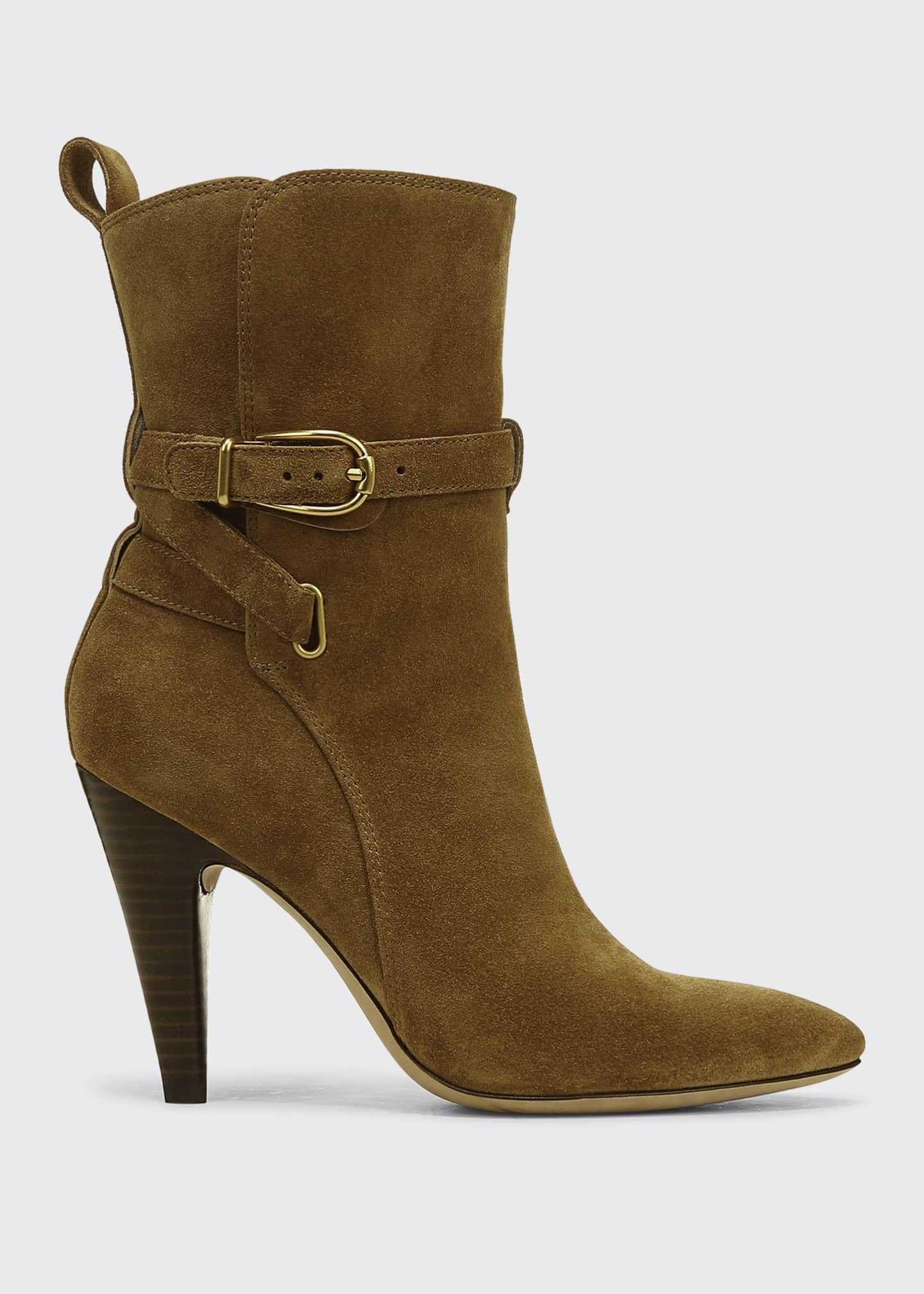 Veronica Beard Sohelia Suede Buckle Booties - Bergdorf Goodman