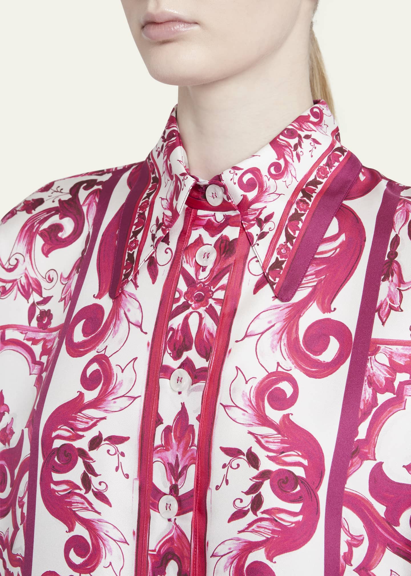 Dolce&Gabbana Majolica-Print Twill Collared Shirt - Bergdorf Goodman