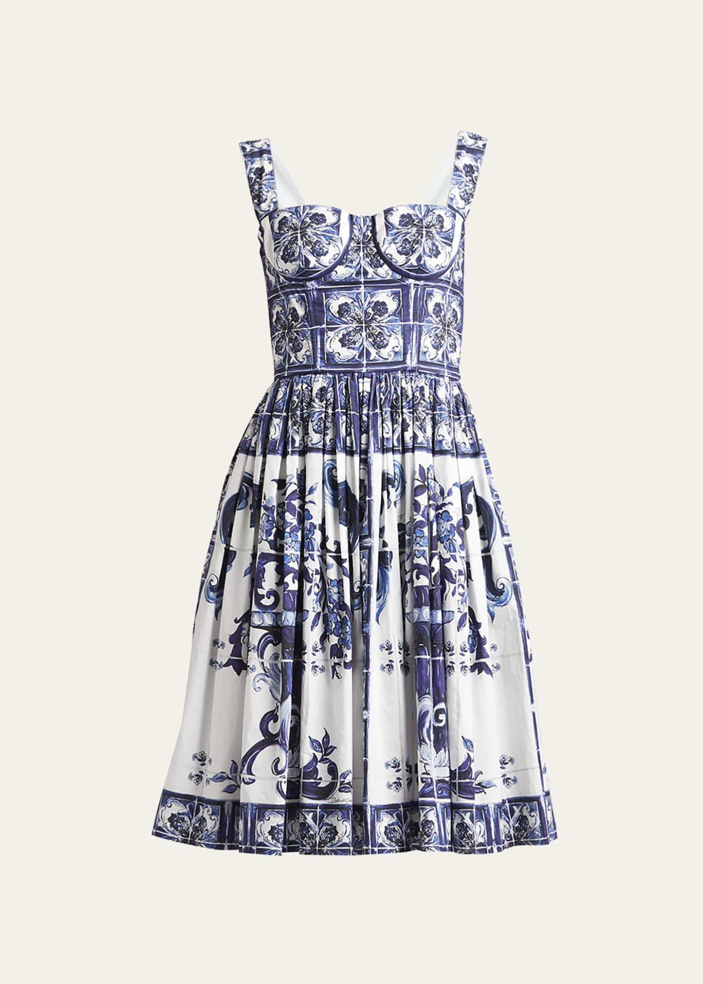 Dolce & Gabbana Majolica Tile-Print Dress in Blue