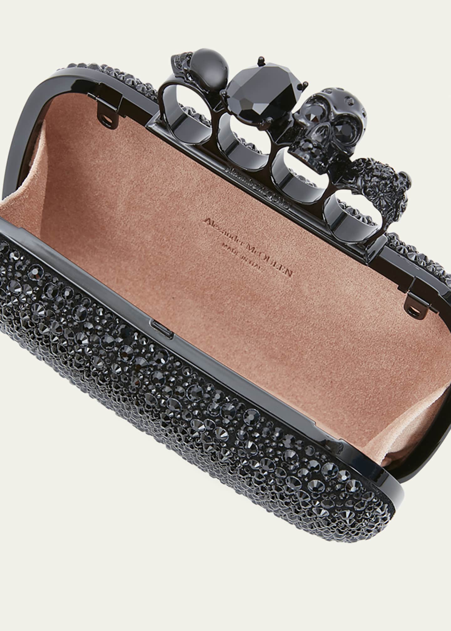 McQueen Skull Four-Ring Spike Crystal Clutch Bag Image 4 of 4