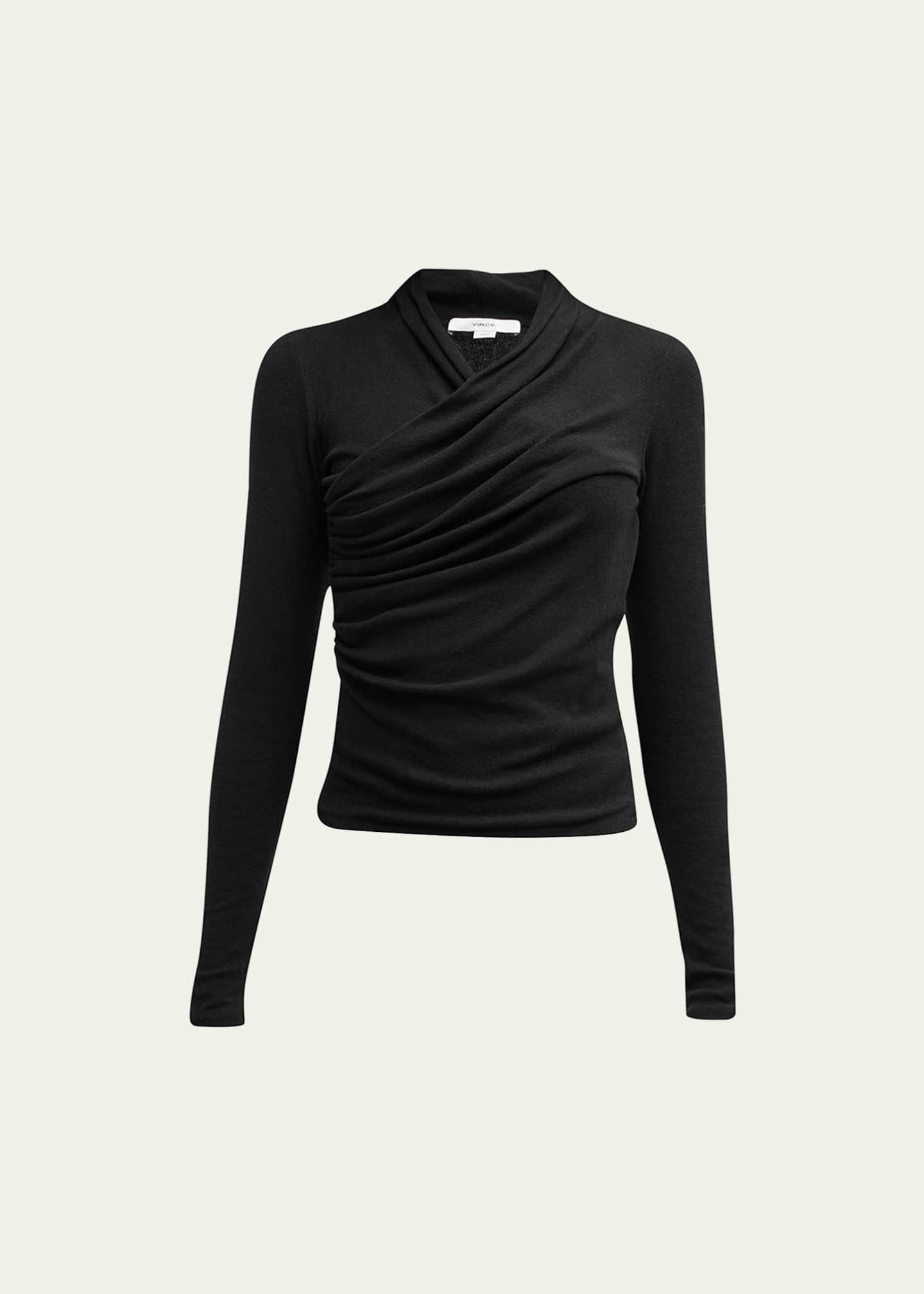 black and white wrap shirt