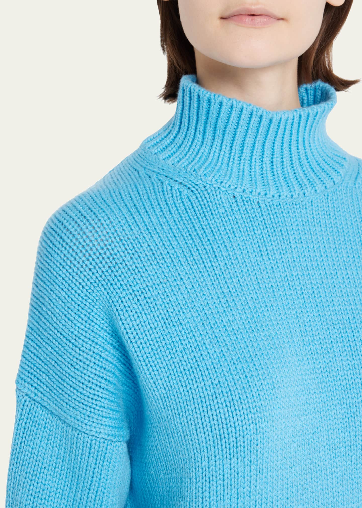 Vince Ribbed Mock-Neck Drop-Shoulder Sweater - Bergdorf Goodman
