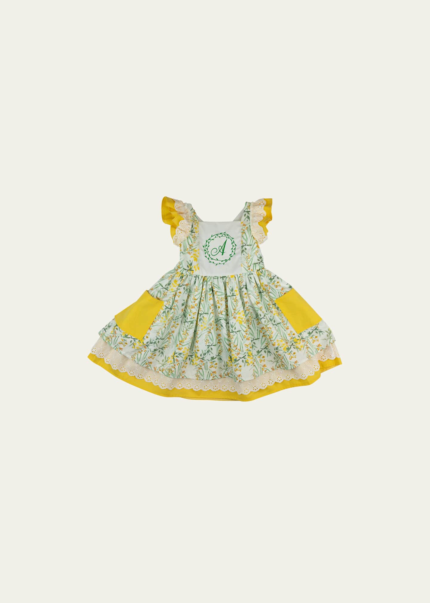 Haute Baby Girl's Ruffle Trim Personalized Dress, Size 2T-6