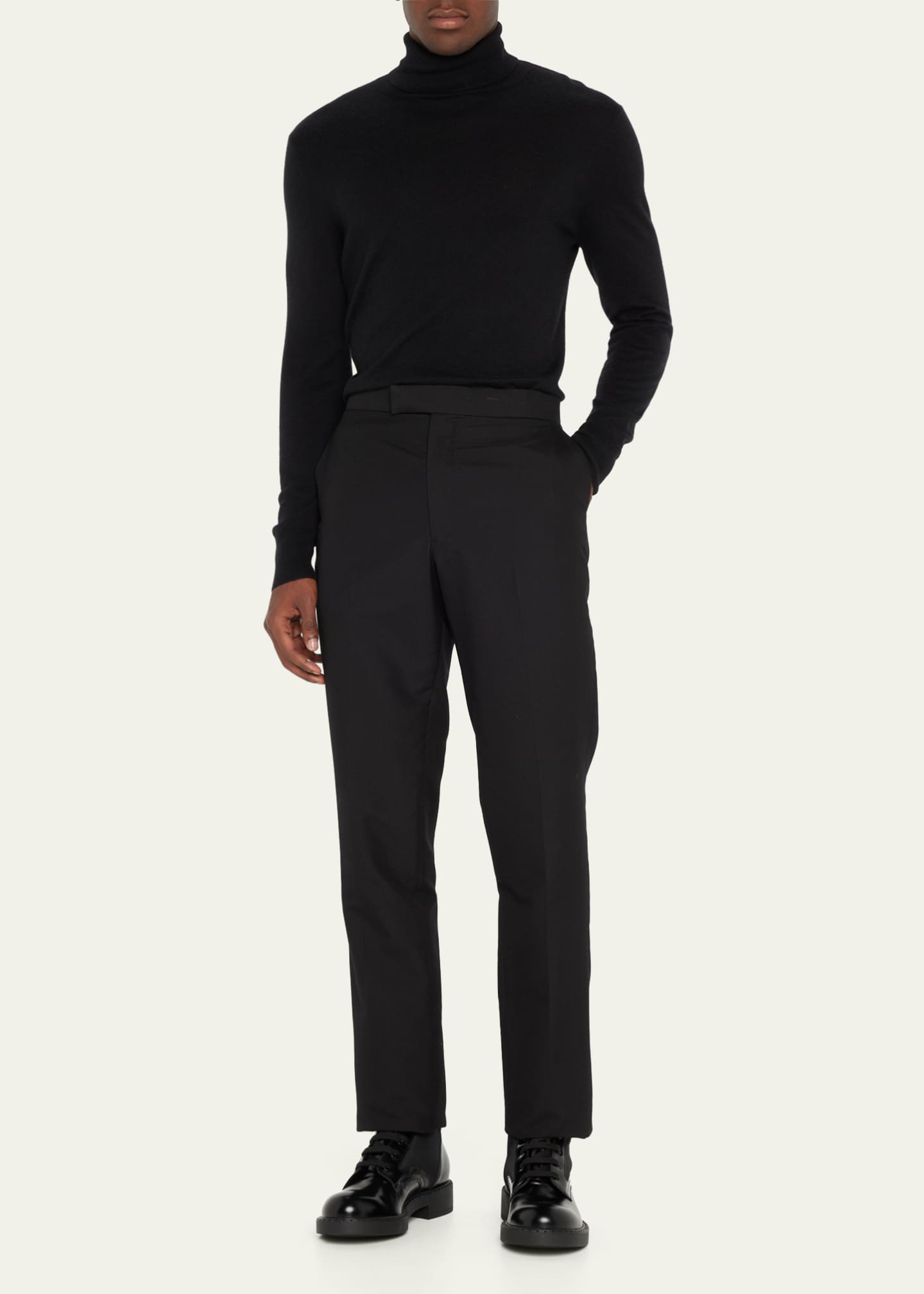 Prada Men's Nylon & Leather Triangle Logo Combat Boots Image 3 of 5