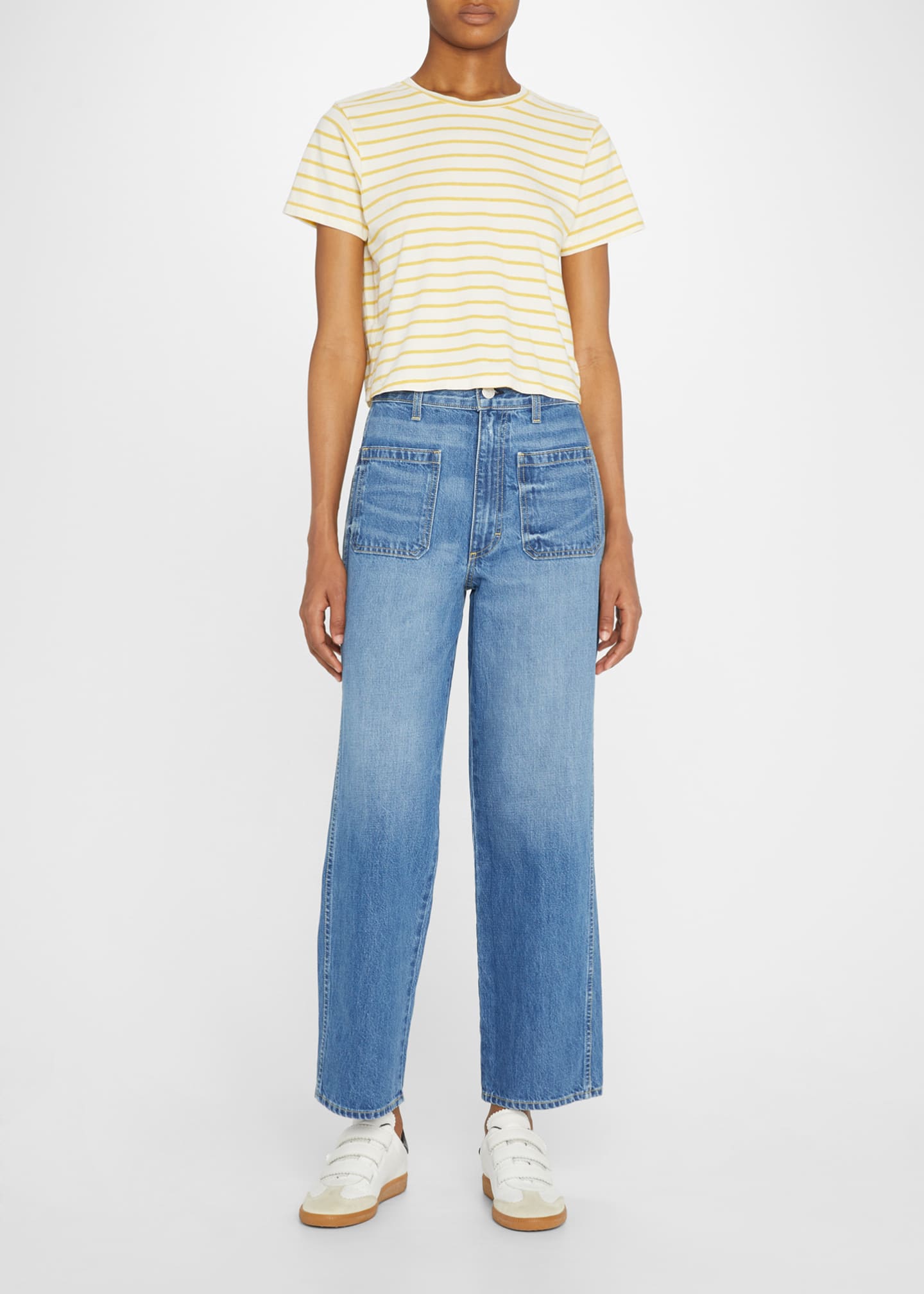 AMO Denim Patch Pocket Wide Ankle Jeans Bergdorf Goodman