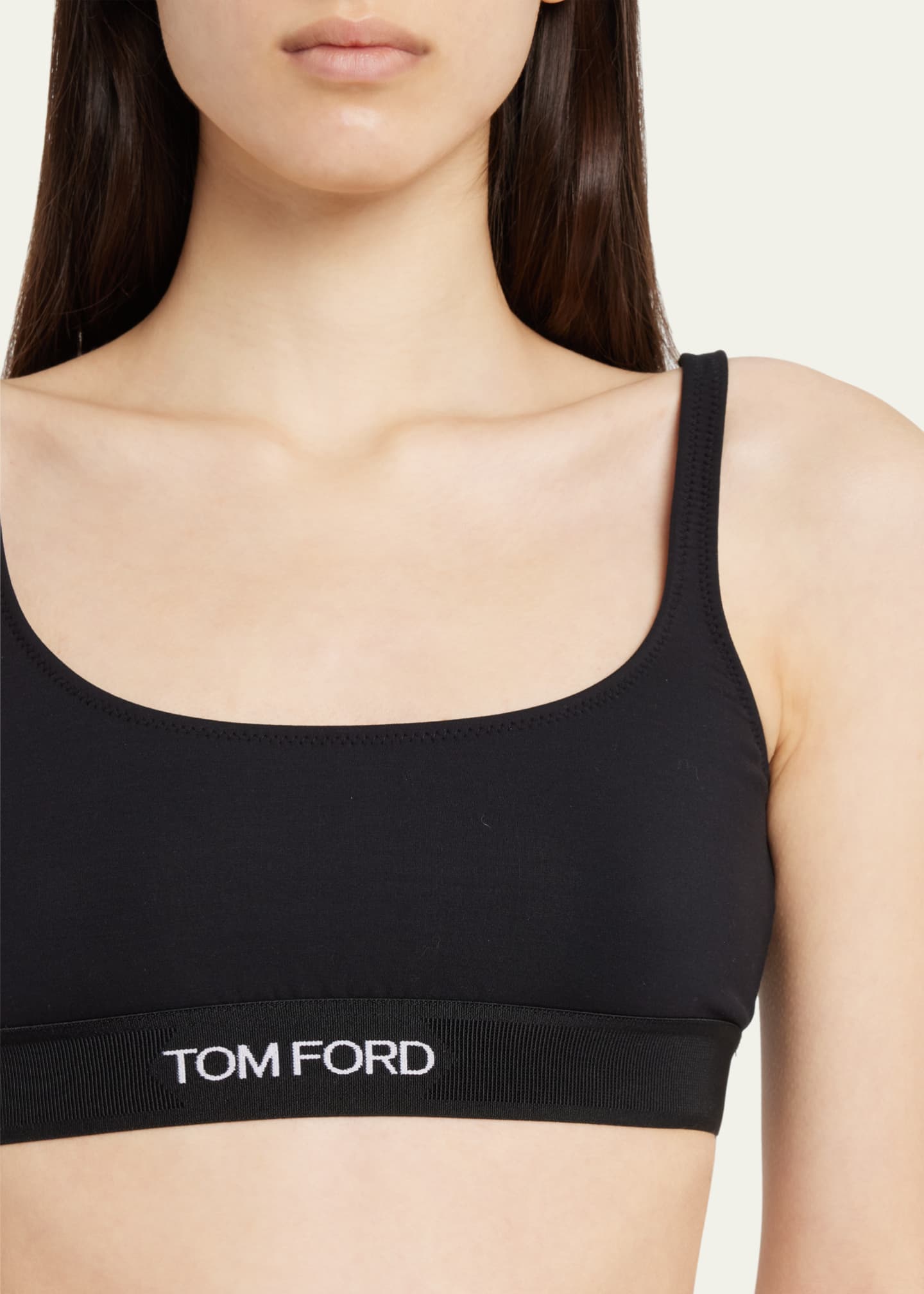 Tom Ford logo-trim stretch bralette in Green