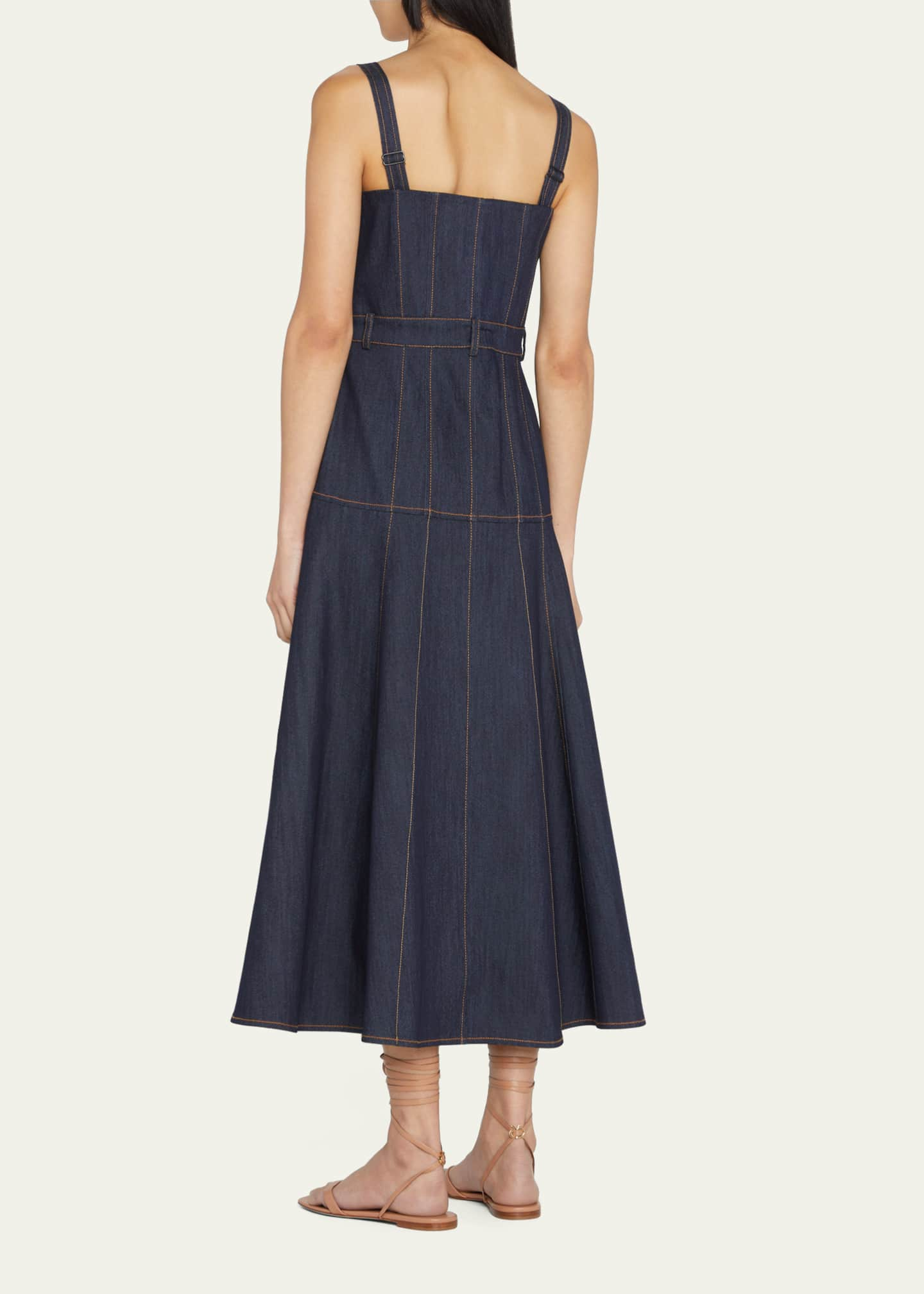 Cinq a Sept Veena Denim Button-Front Fit-And-Flare Midi Dress ...