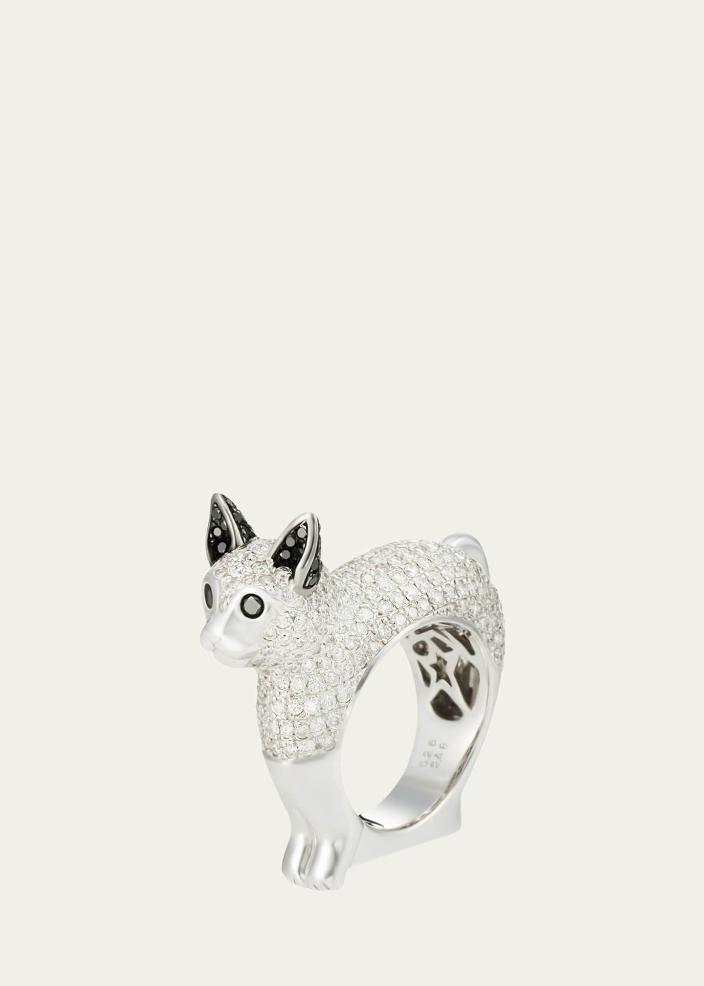 Mio Harutaka White Gold Kitty Ring with Sapphires and Diamonds Image 1 of 2