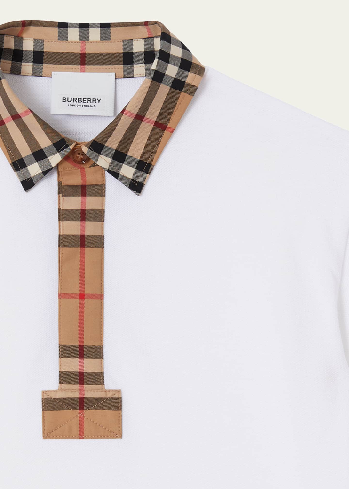 Burberry Boy s Johane Check Short Sleeve Polo Shirt Size 3 14