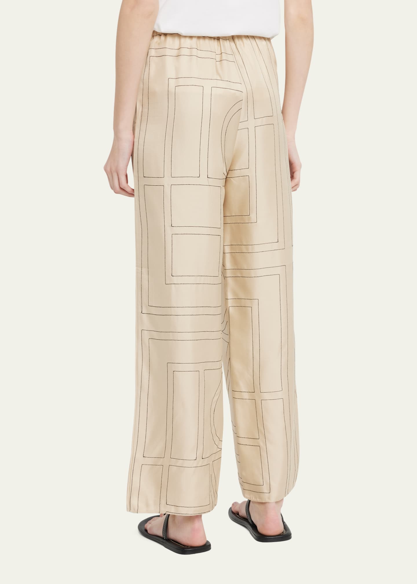 パンツ Toteme Monogram silk pajama pants Monogram silk pj bottoms laurel – TOTEME