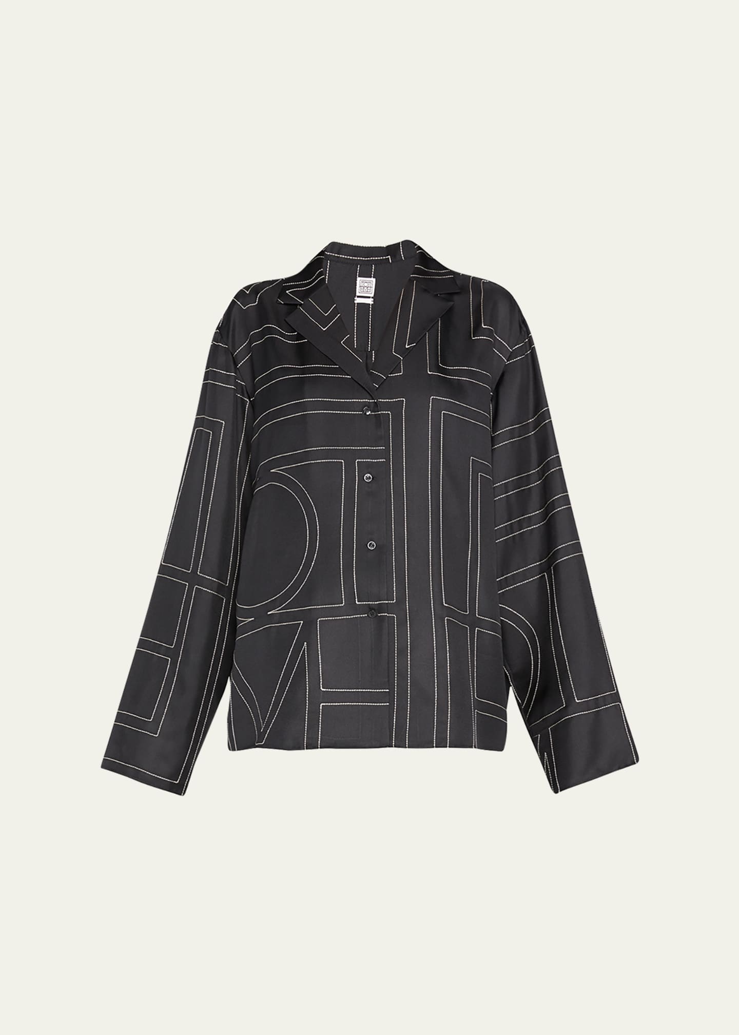 TOTEME: Black Monogram Pyjama Shirt