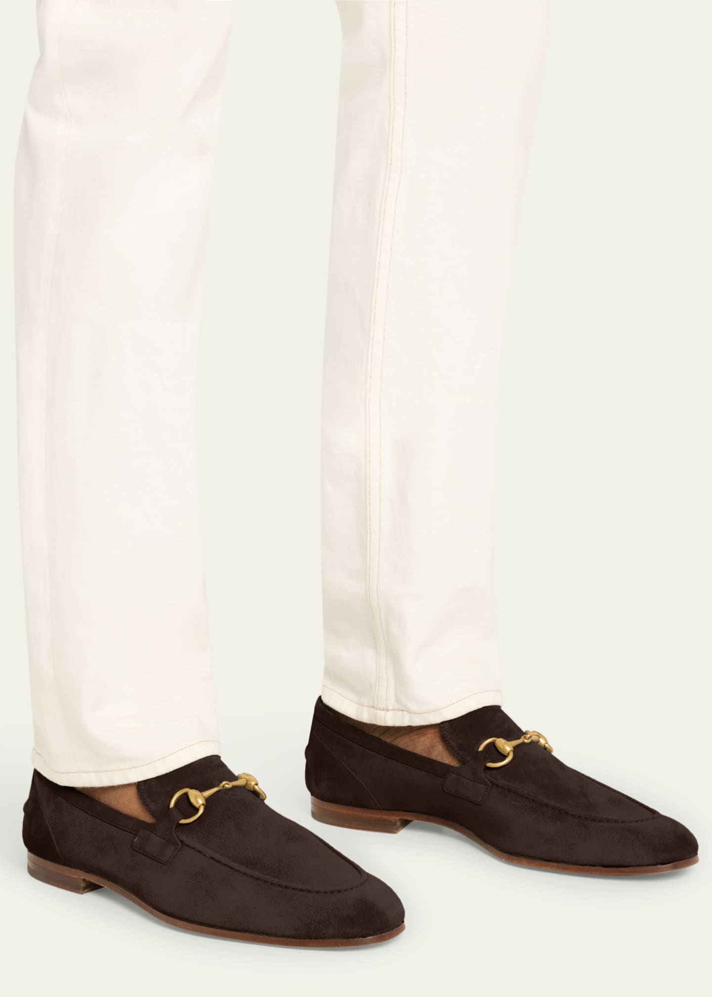 Gucci Men's Jordaan Suede Bit Loafers Image 2 of 5