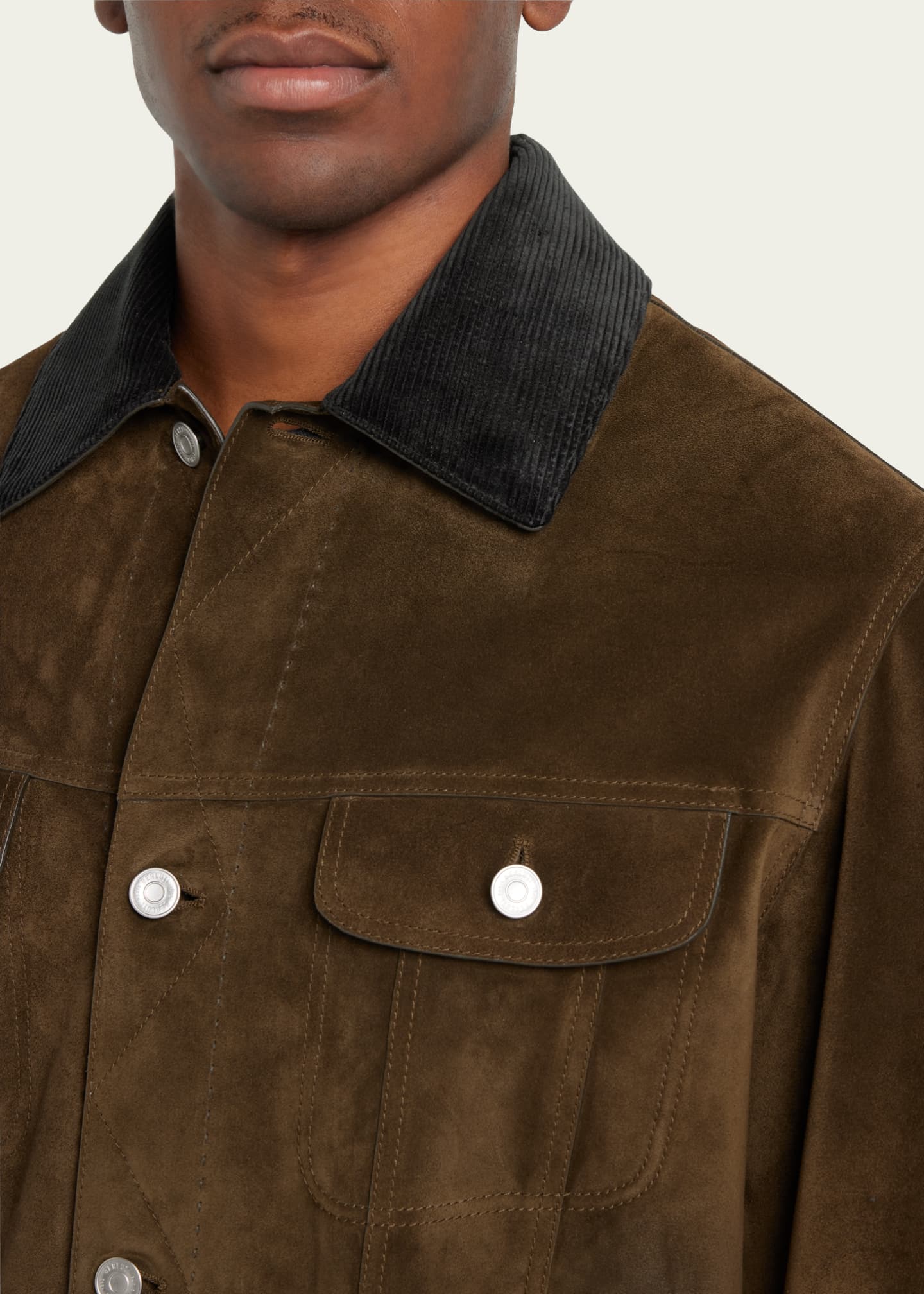 Berluti Men s Corduroy Collar Suede Leather Jacket Bergdorf Goodman