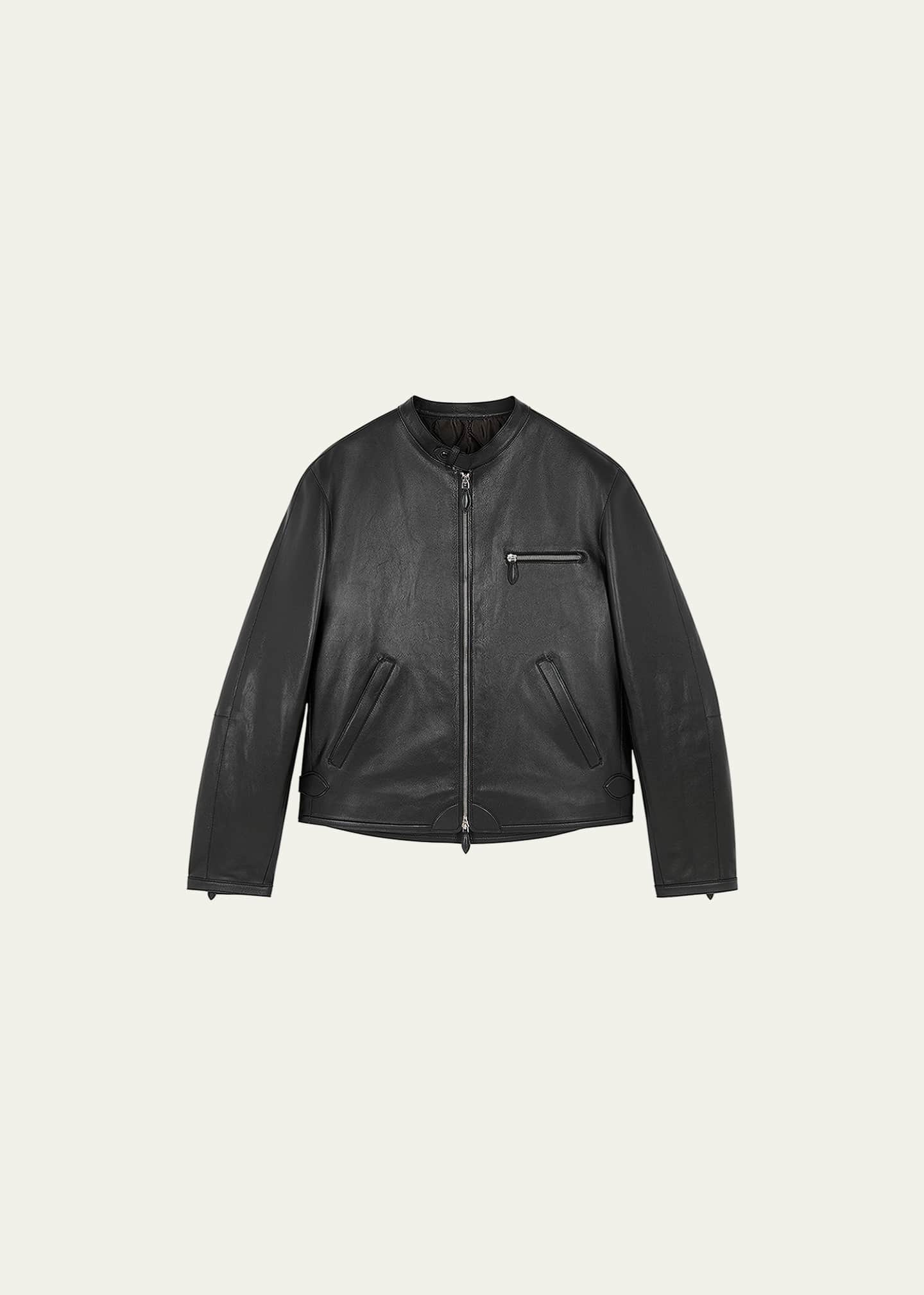Berluti Men's Grained Leather Biker Jacket - Bergdorf Goodman