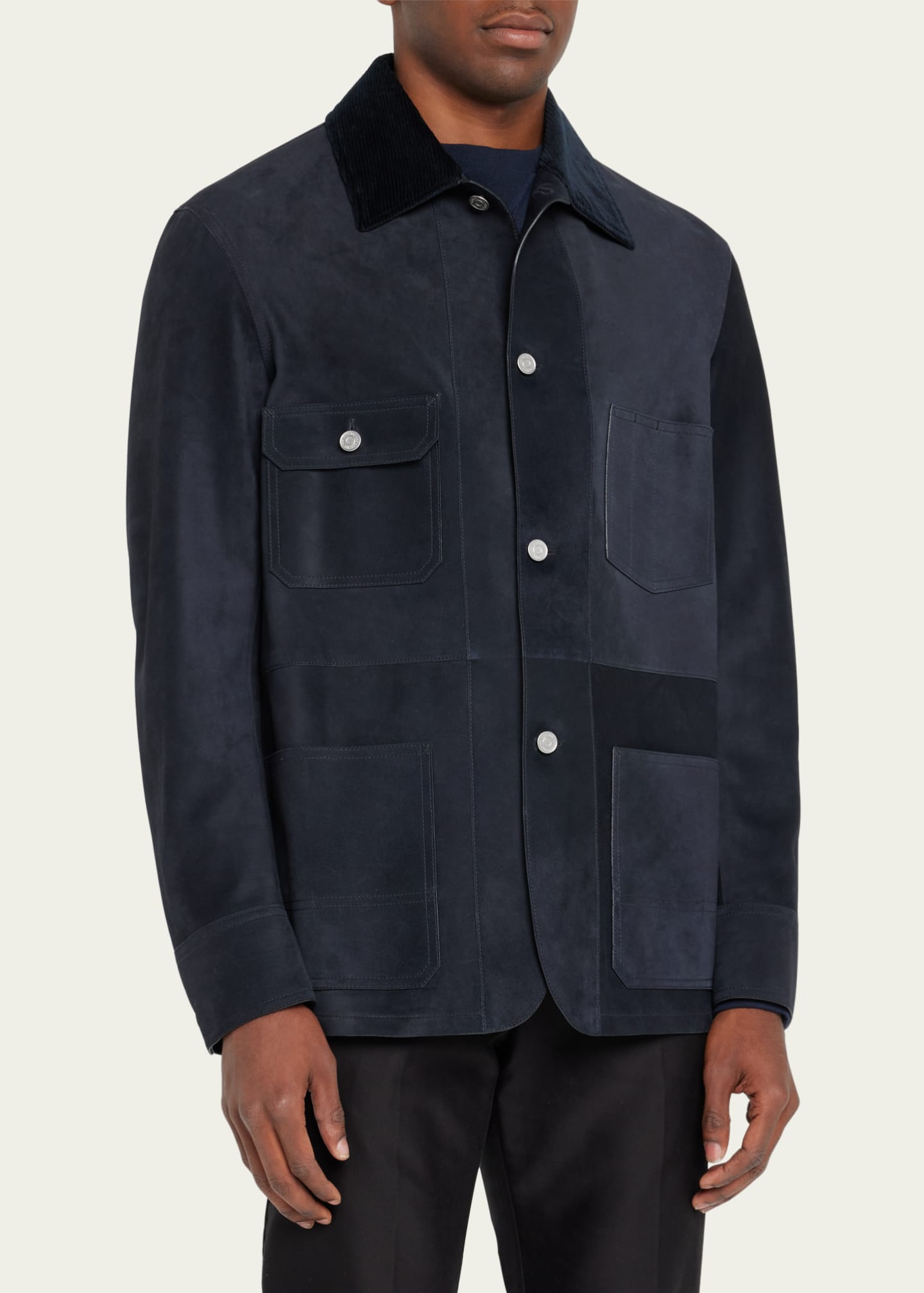 Berluti Men s Corduroy Collar Suede Leather Jacket