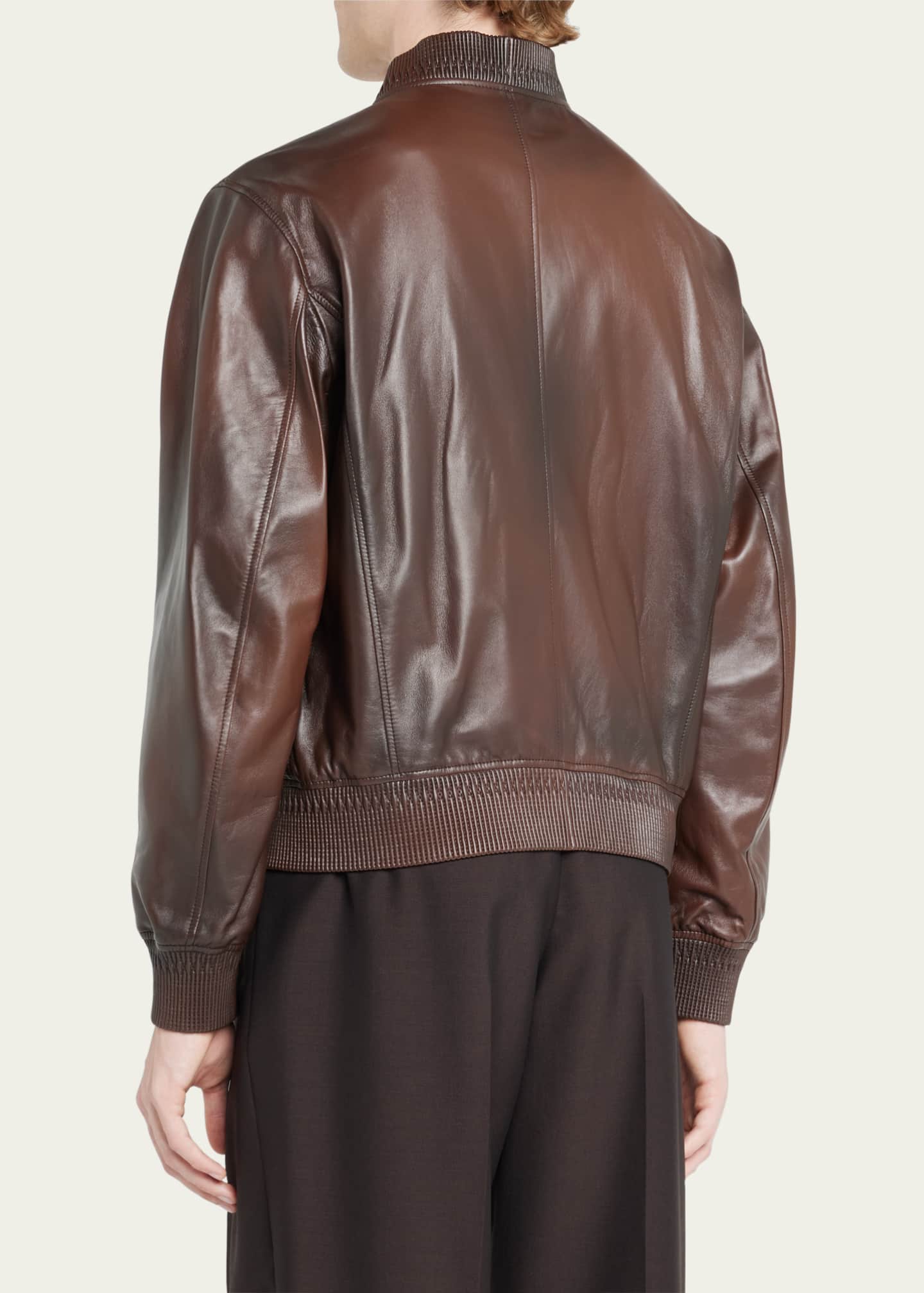 Berluti Men's Patina Leather Bomber Jacket - Bergdorf Goodman