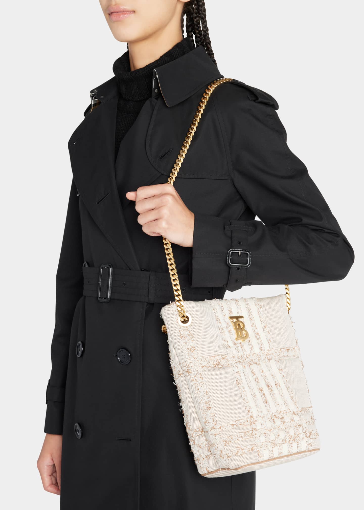 Burberry Lola Small Needle Punch Check Canvas Bucket Bag Bergdorf Goodman