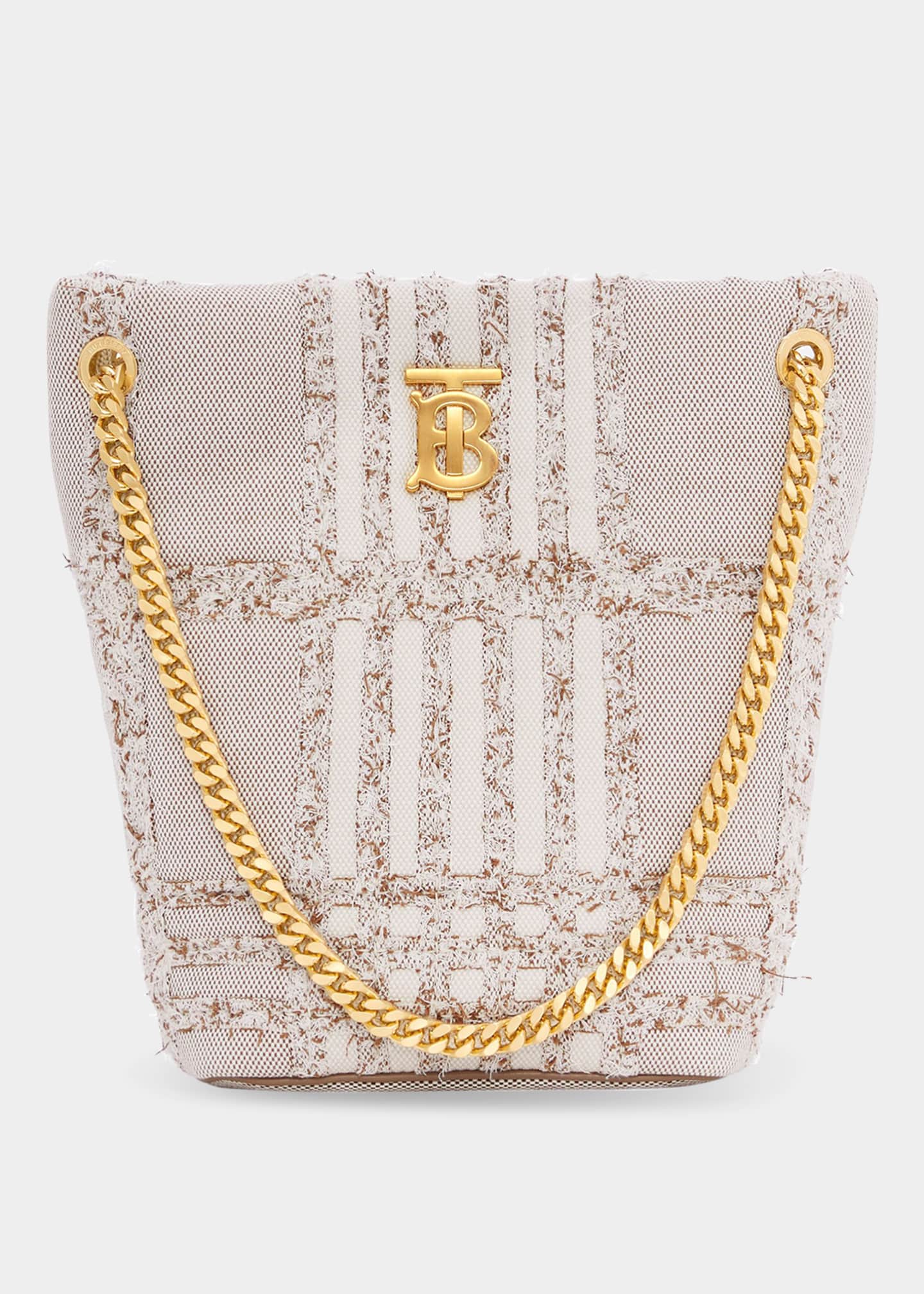 Burberry Lola Small Needle Punch Check Canvas Bucket Bag Bergdorf Goodman