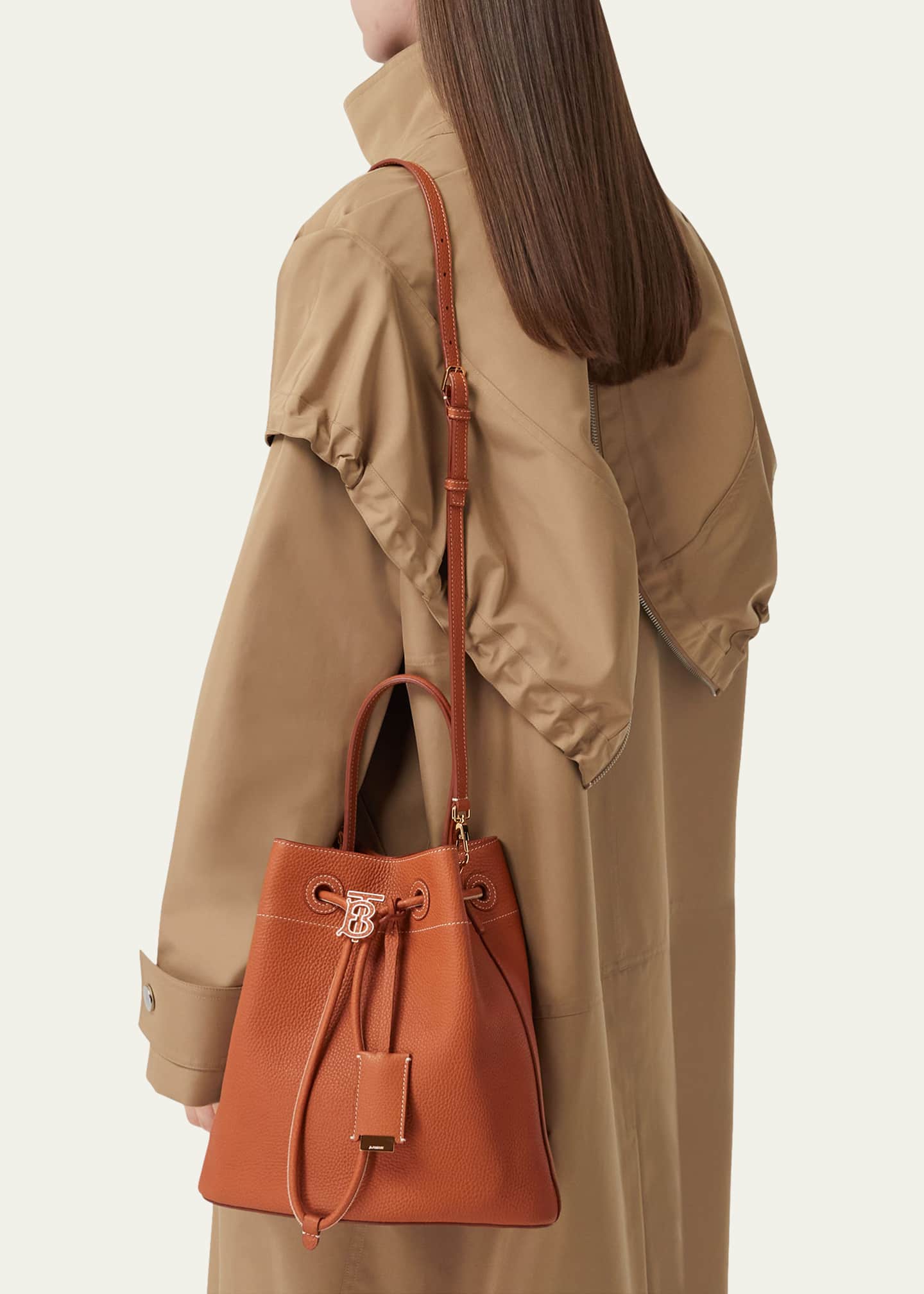 Burberry Small TB Grainy Leather Drawstring Bucket Bag Bergdorf Goodman