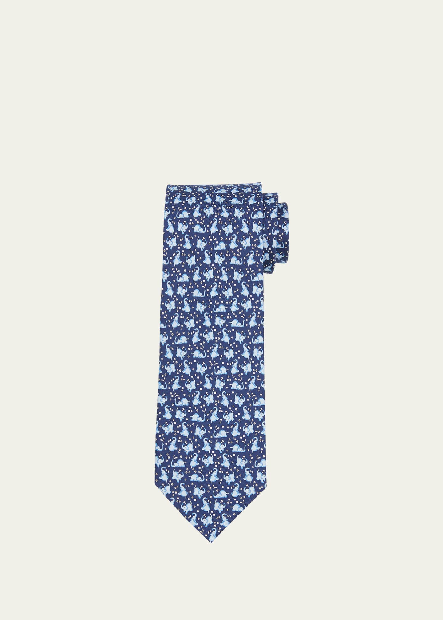 Ferragamo Men's Pumbo ElephantPrint Silk Tie Bergdorf Goodman