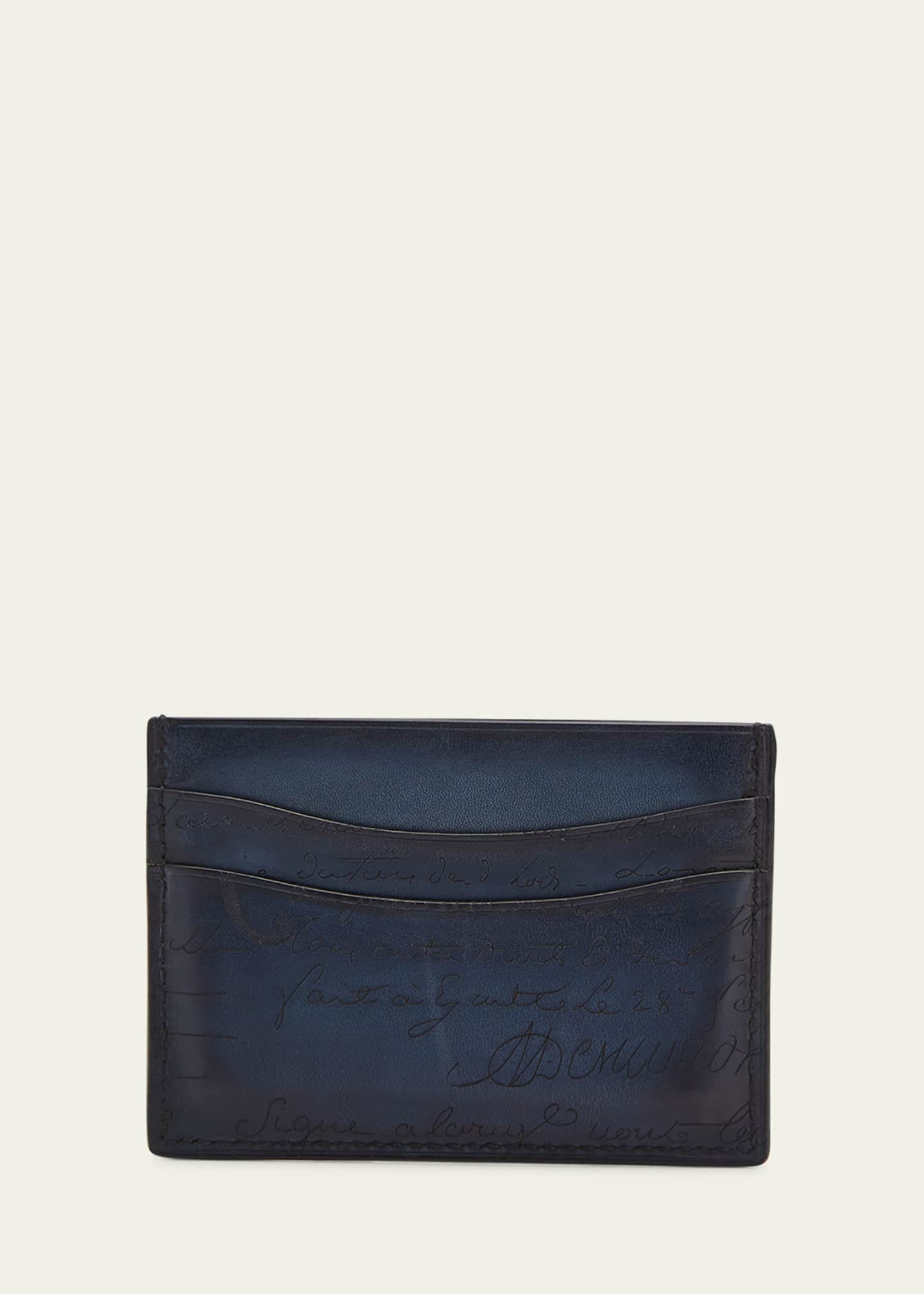 Berluti Long Wallet Bifold Ebene Calligraphy Leather Black Good condition