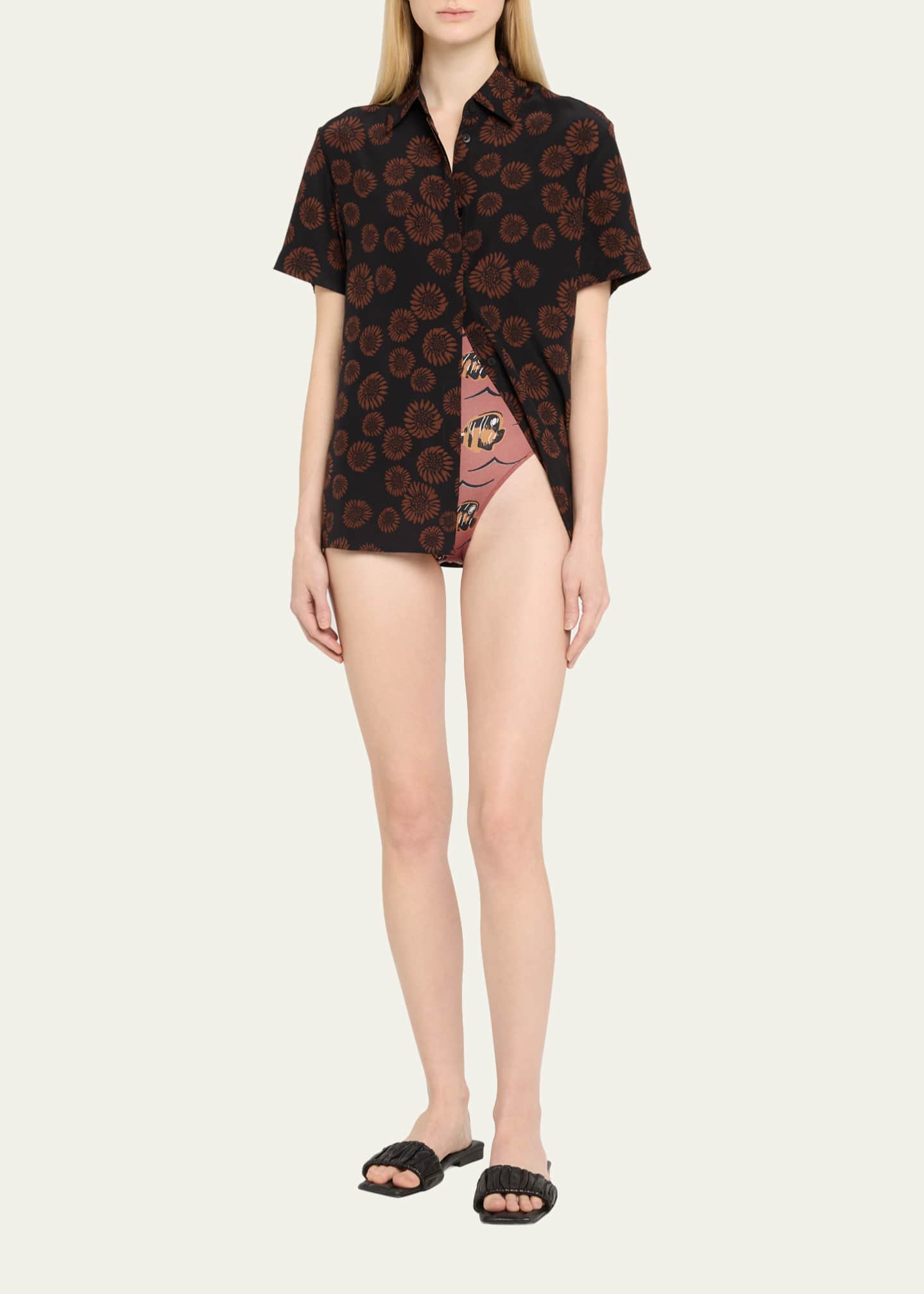 Matteau Printed Short-Sleeve Oversized Silk Shirt Image 2 of 5