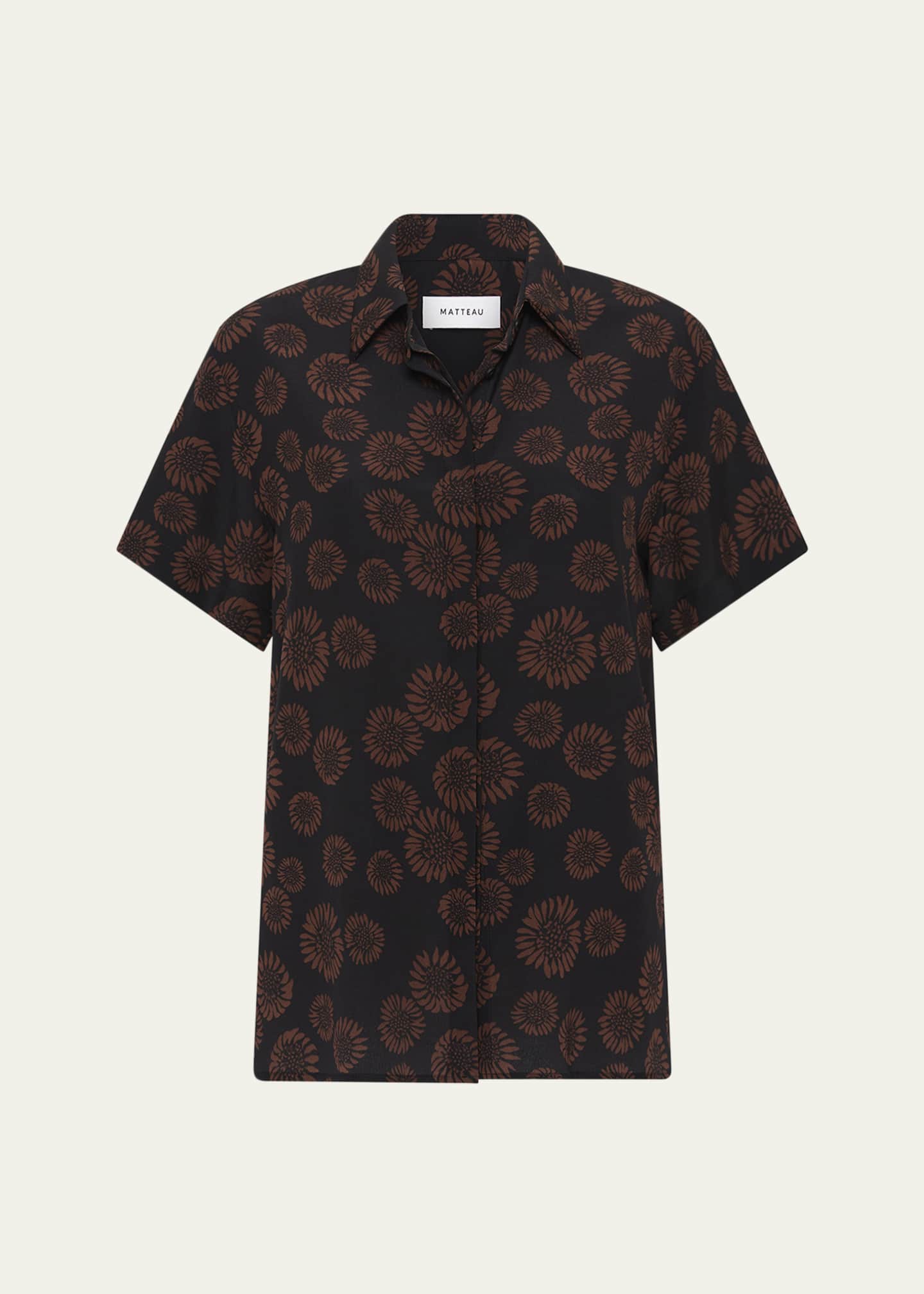 Matteau Printed Short-Sleeve Oversized Silk Shirt Image 1 of 5