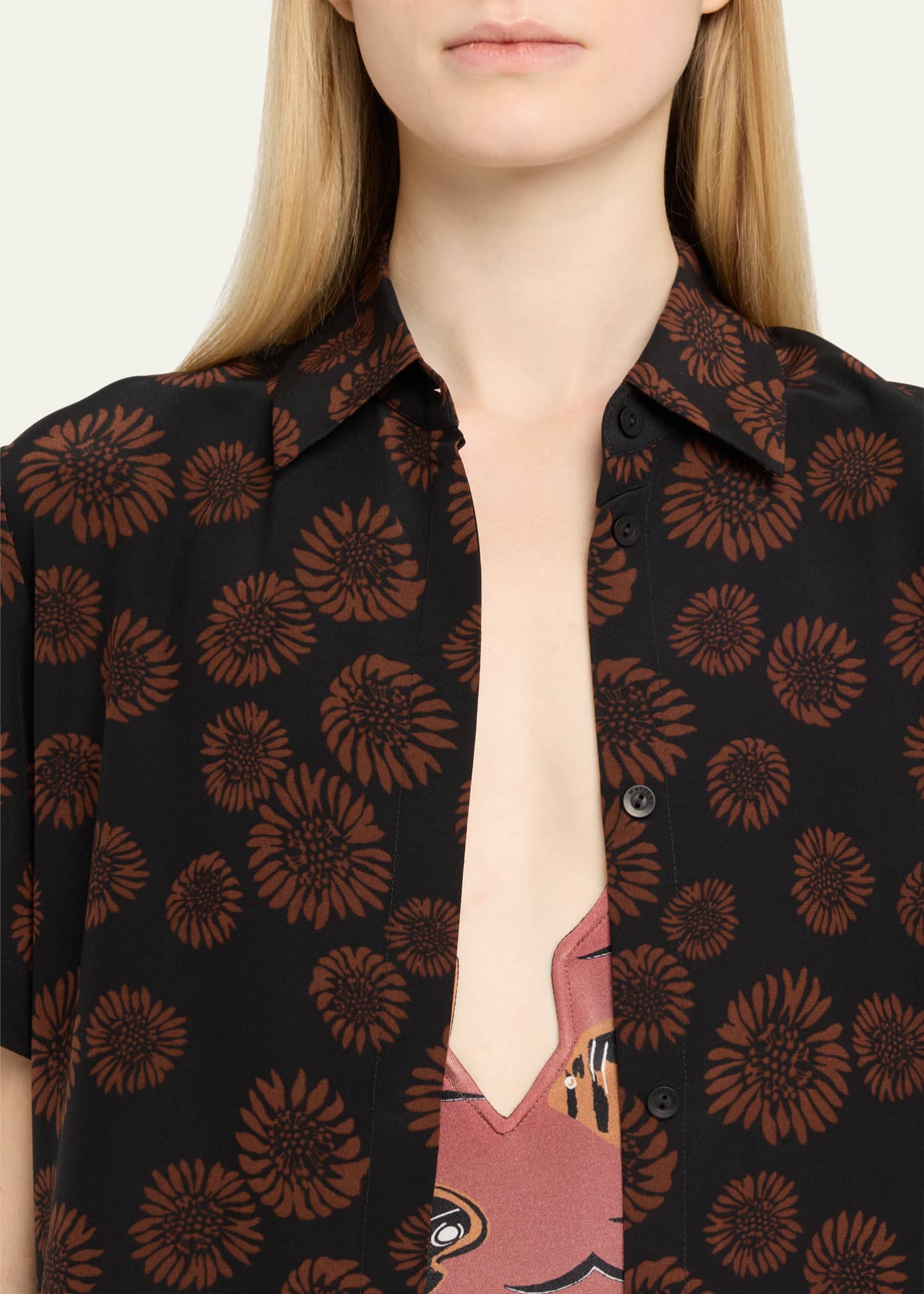 Matteau Printed Short-Sleeve Oversized Silk Shirt Image 5 of 5