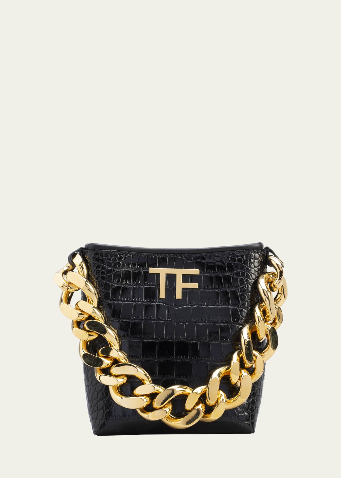 TOM FORD Mini Chain CrocEmbossed TopHandle Hobo Bag Bergdorf Goodman