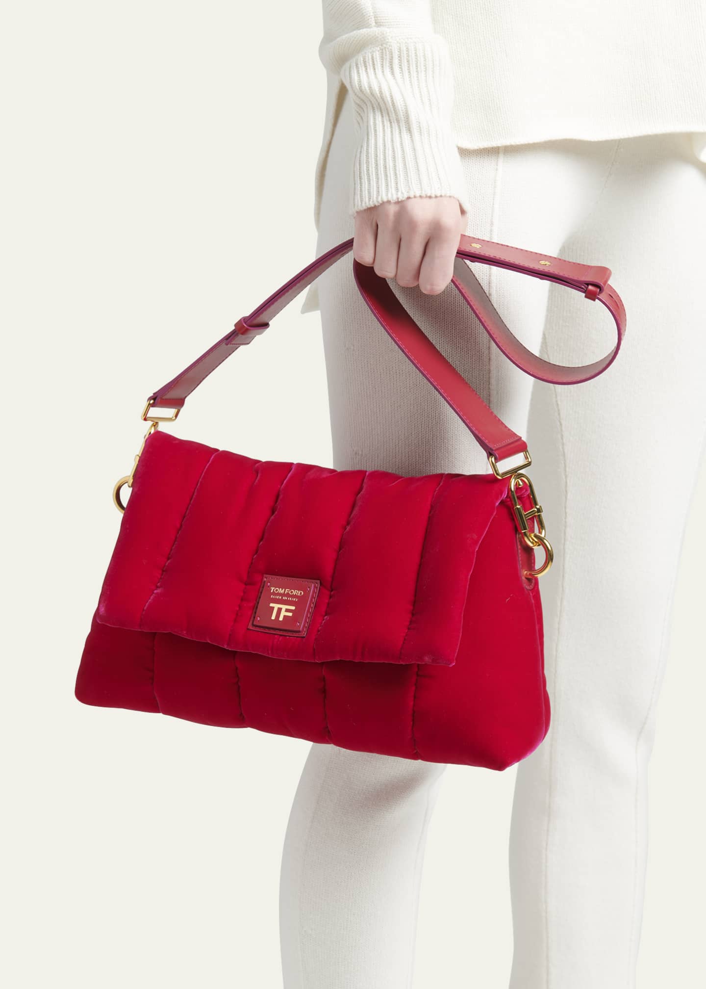 TOM FORD Medium Label Quilted Velvet Crossbody Bag Bergdorf Goodman