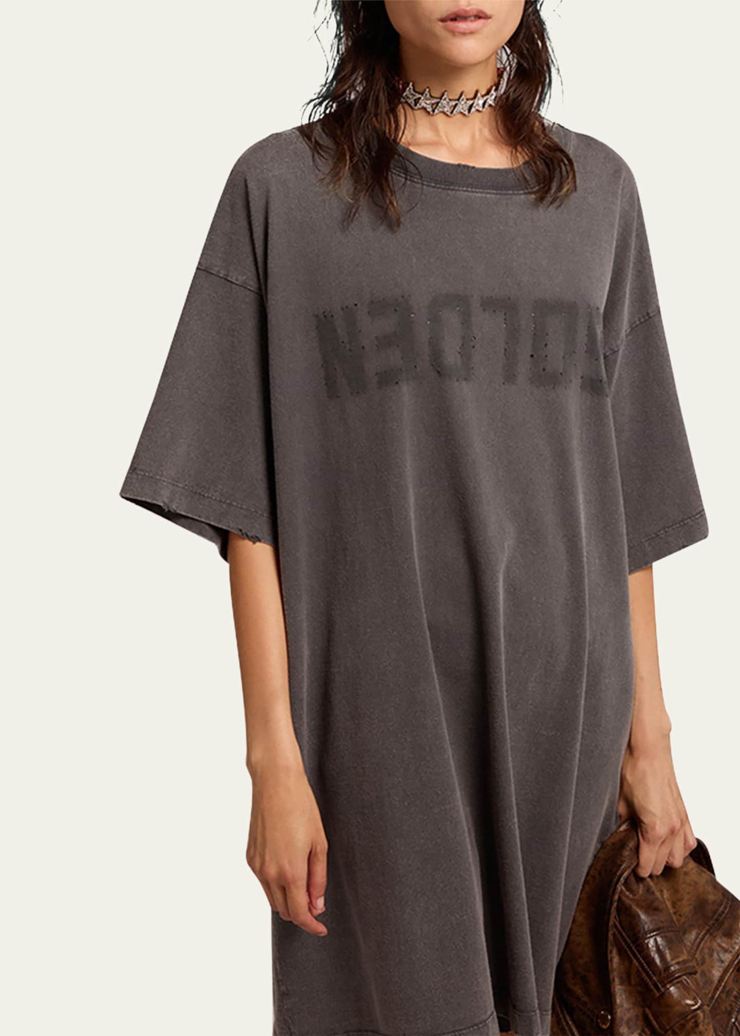 Golden Goose Distressed Logo T-Shirt Dress Image 4 of 5