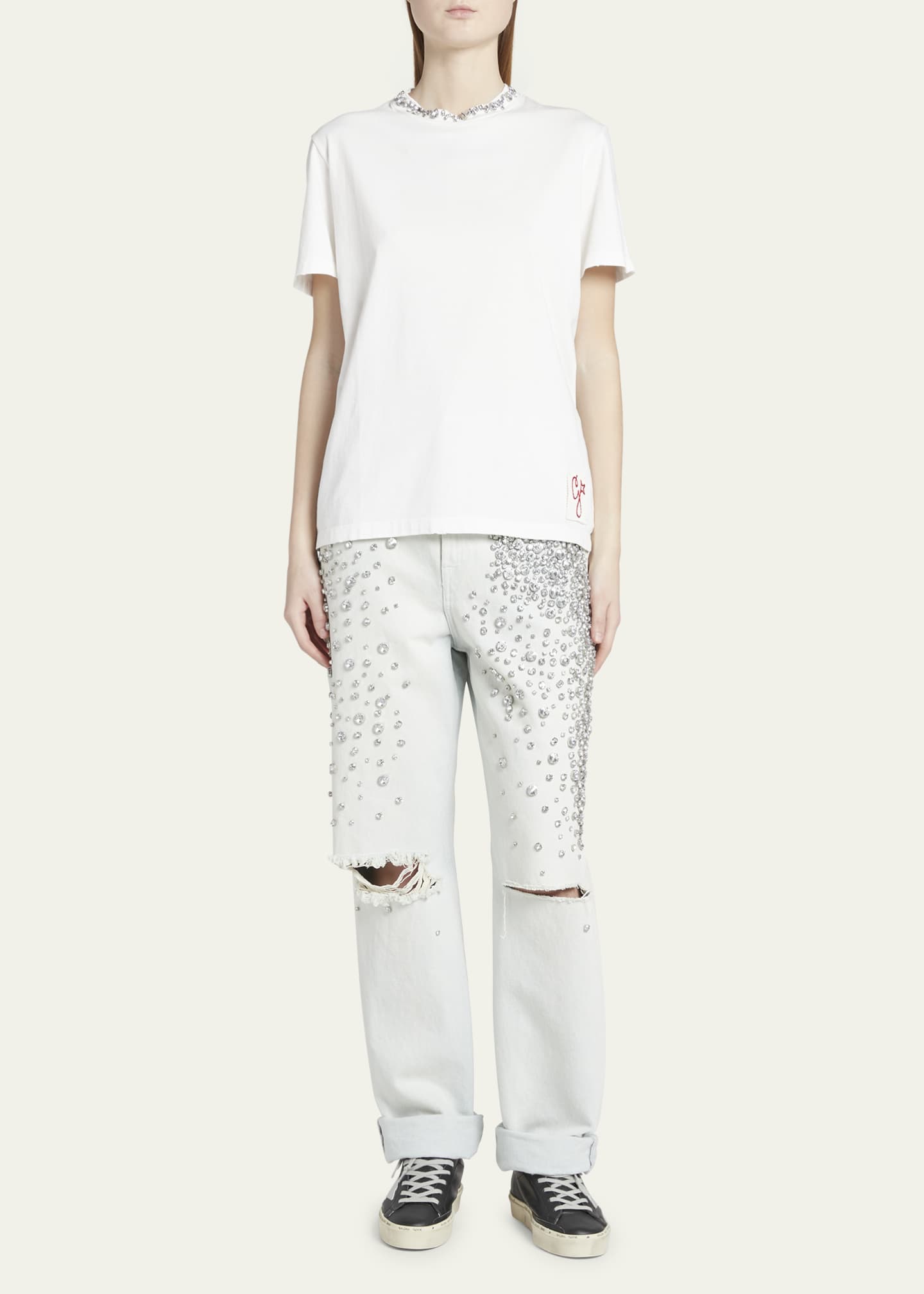 Golden Goose Distressed Short-Sleeve Embellished T-Shirt Image 2 of 5