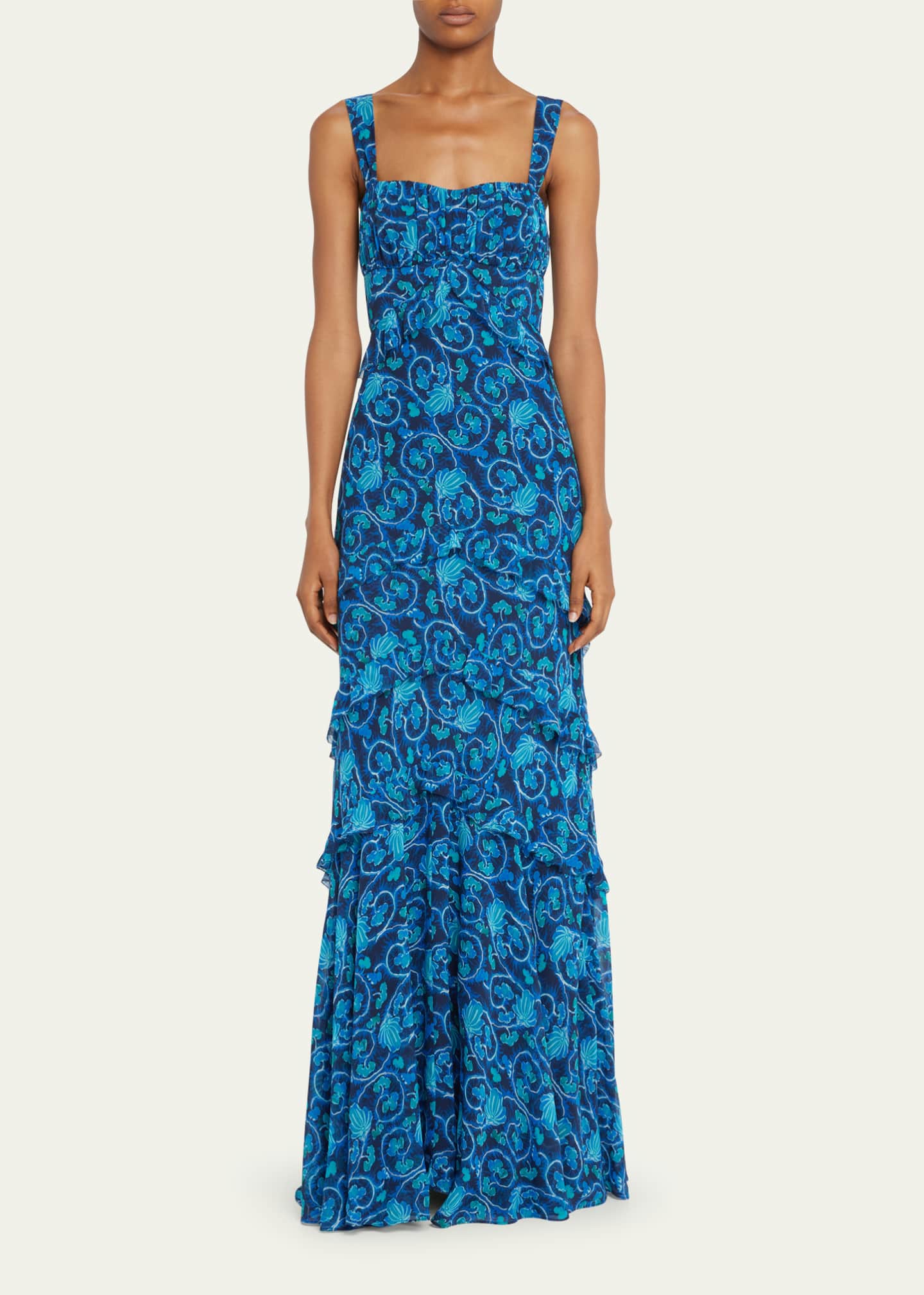 Saloni Chandra Floral Ruffled Gown Bergdorf Goodman