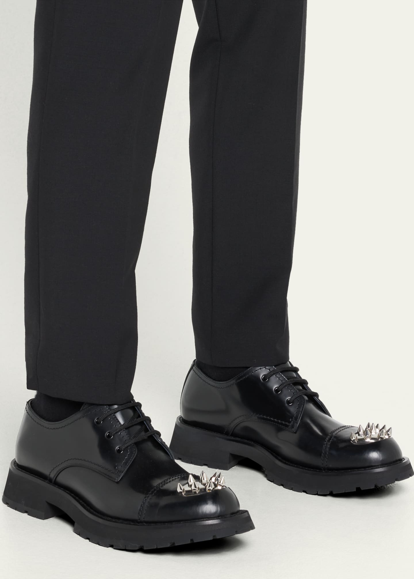 uddanne Mere end noget andet mareridt Alexander McQueen Men's Metal Spike Toe Leather Derby Shoes - Bergdorf  Goodman