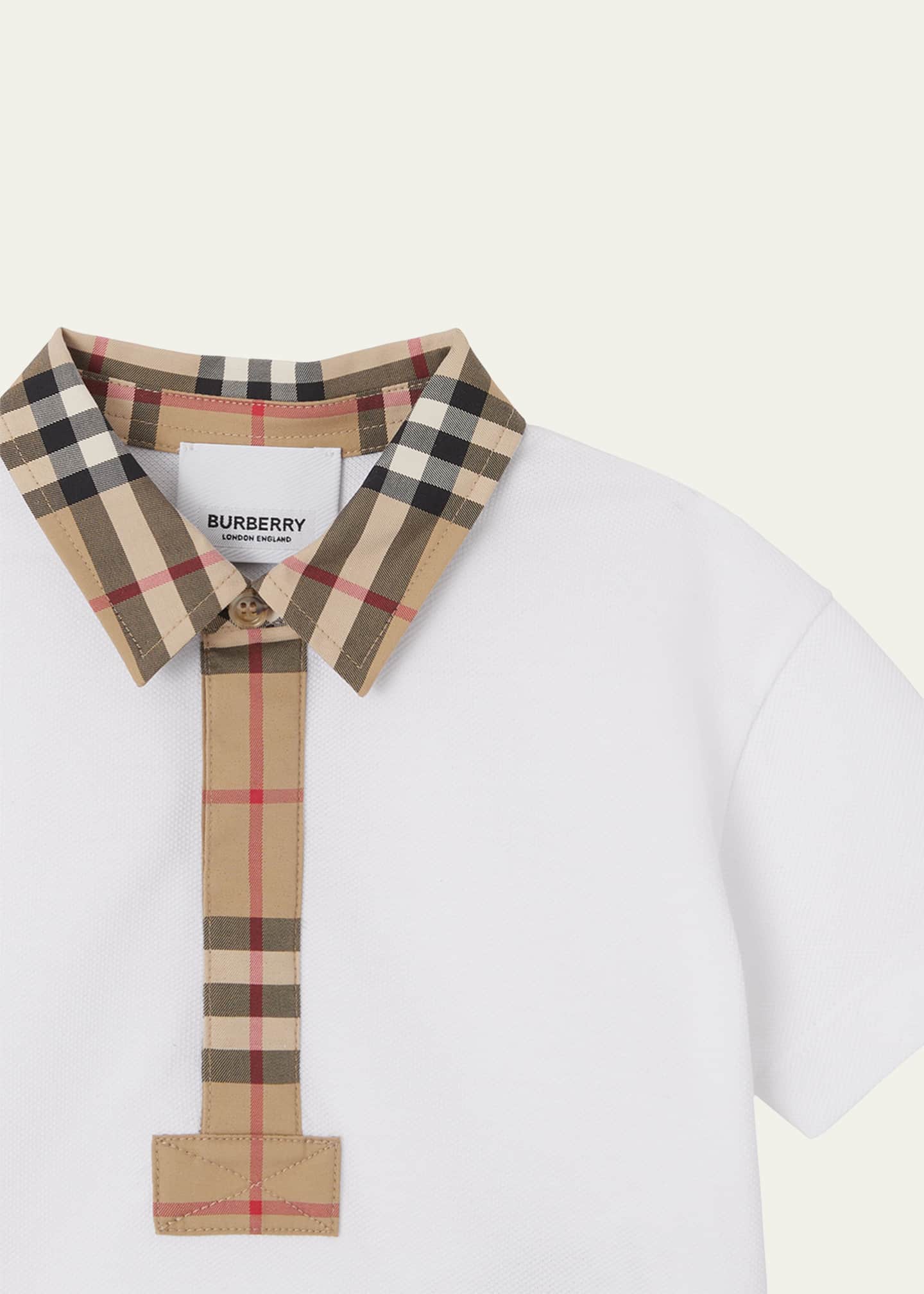 Burberry Boys Johane Pique Polo Shirt Baby White
